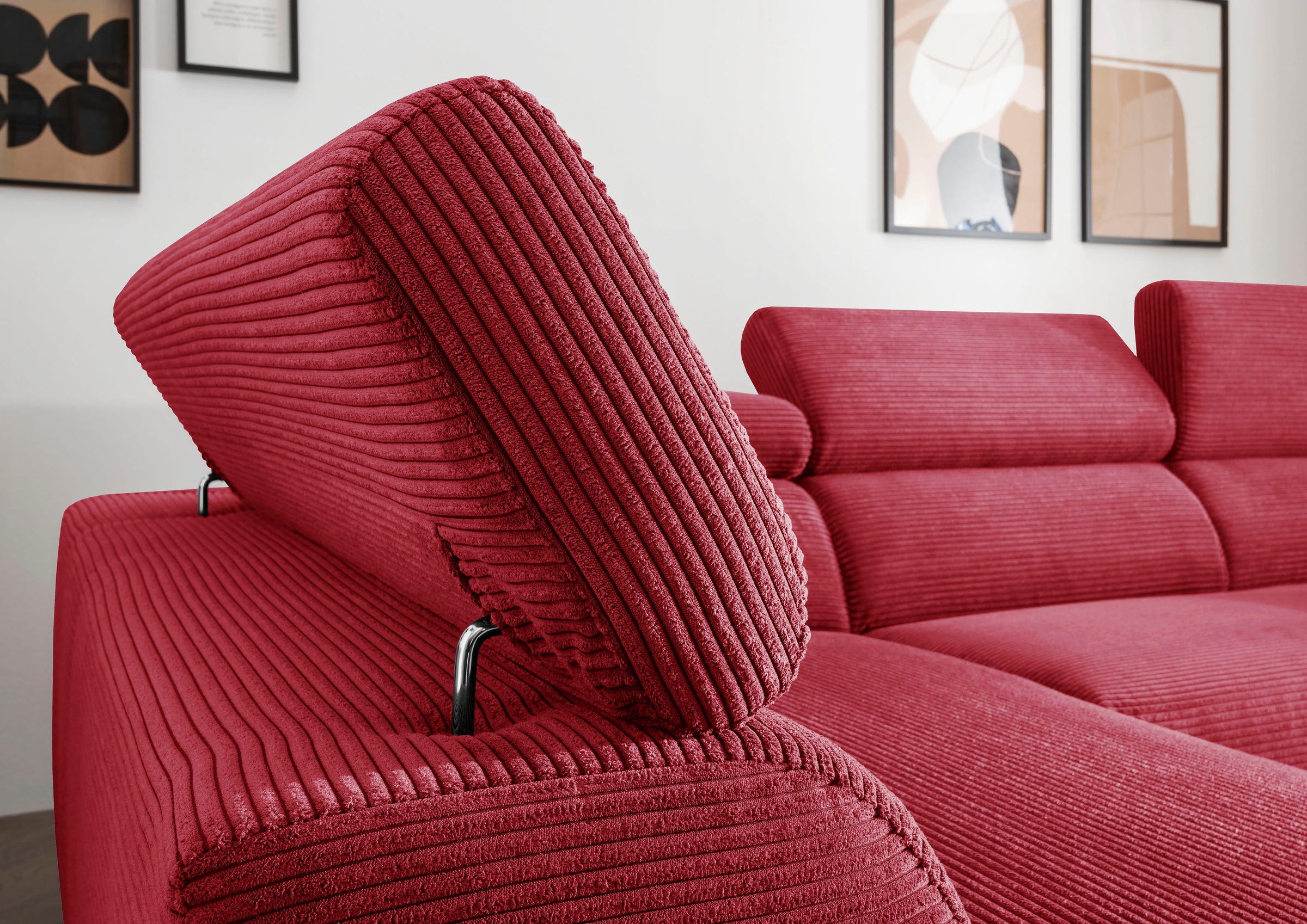 alina Ecksofa »Hikari«, wahlweise mit Sitzvorzug, in modernem Cordstoff, Breite 276 cm