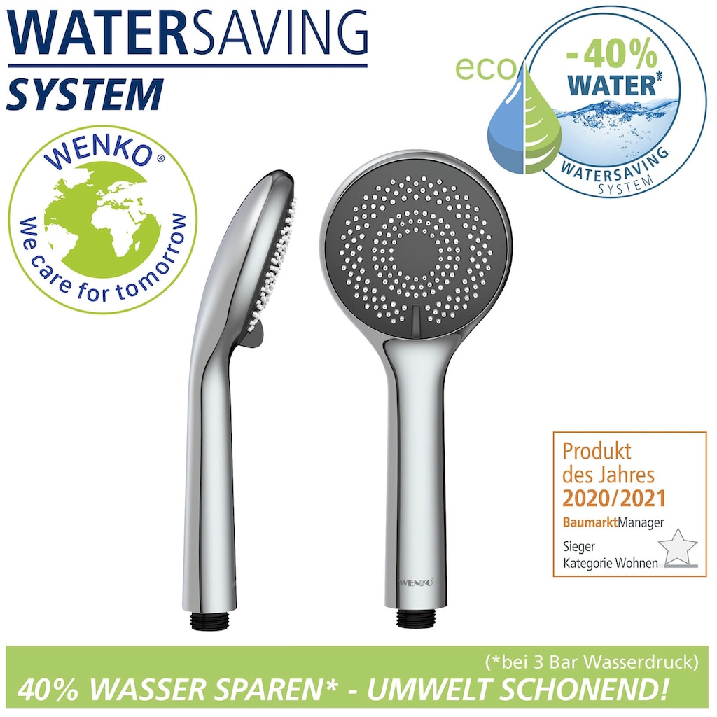 WENKO Handbrause »Watersaving System«, Duschkopf Watersaving, Durchmesser 9,6 cm