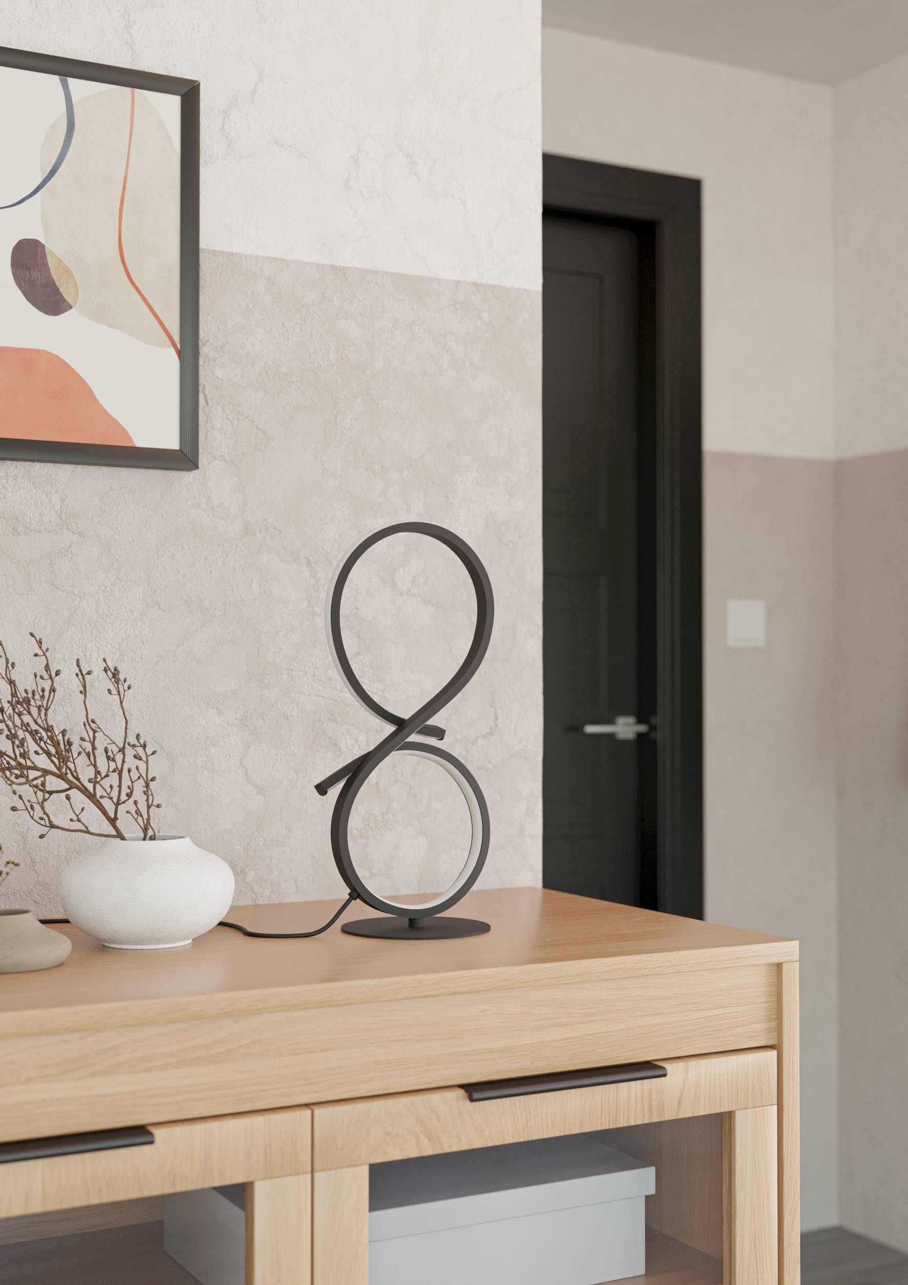 EGLO Tischleuchte »Serpins Tischlampe, Nachttischlampe, Metall und Kunststoff, Lampe« LED-Modul 1 Stk. Warmweiß Tischleuchte - L20,5 x B15 x H40,5 cm - schwarz - 11,4W inkl.