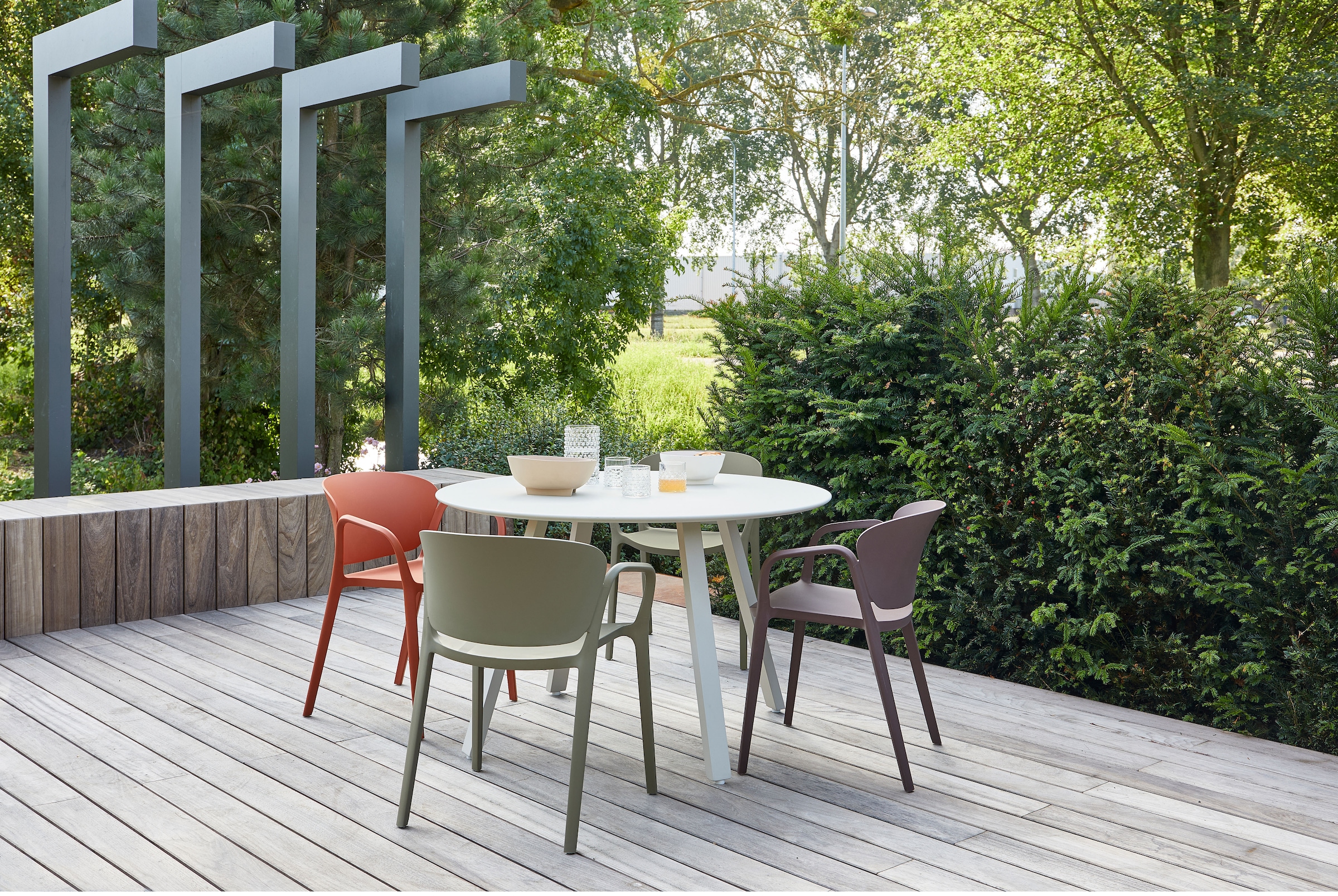 WOOOD Esszimmerstuhl »Bent Polypropylen stapelbar für In- und Outdoor, H 75 x B 57 x T 56 cm« () (Set, 2 St) Tragkraft 150 kg, fertig montiert, wasserabweisendes