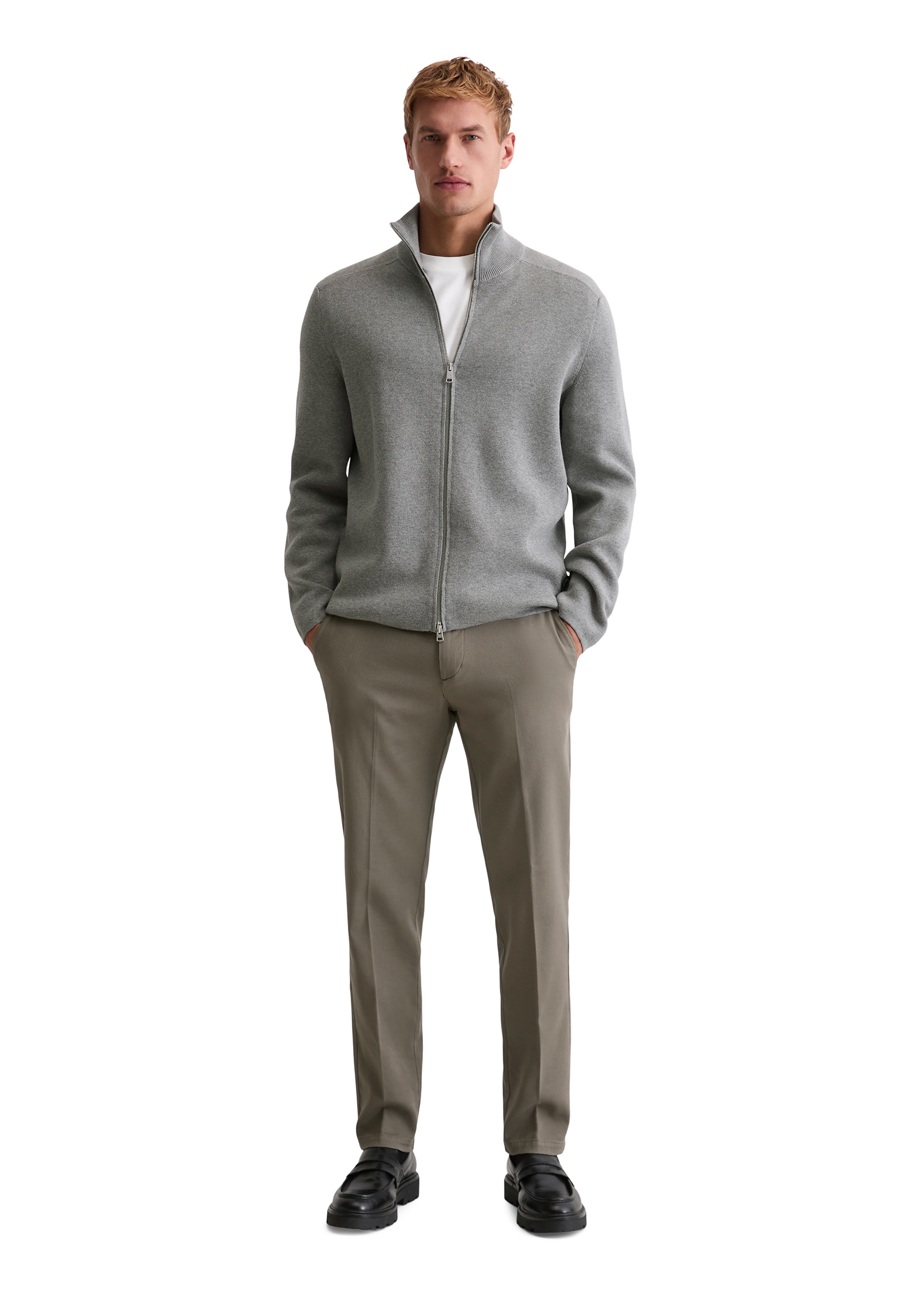 Marc O'Polo Strickjacke »regular fit aus reiner Bio-Baumwolle« 2-Wege-Reißverschluss