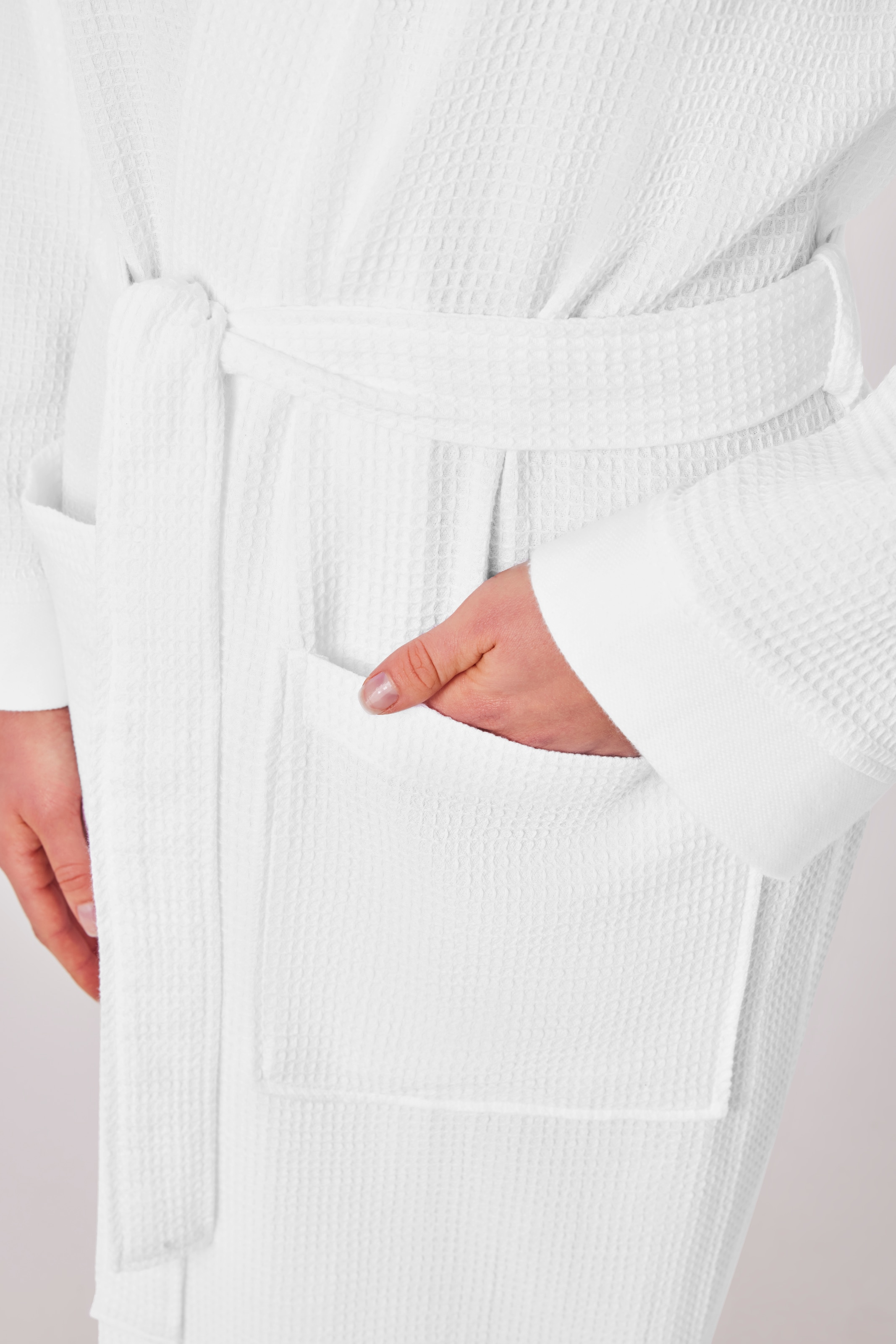 my home Unisex-Bademantel »Vanessa, ideal für Sauna & Spa, Hotelbademantel, Morgenmantel«, 1 Stk. Taschen, Damen & Herren, Waffelpiqué, sehr leichte Qualität, S-3XL