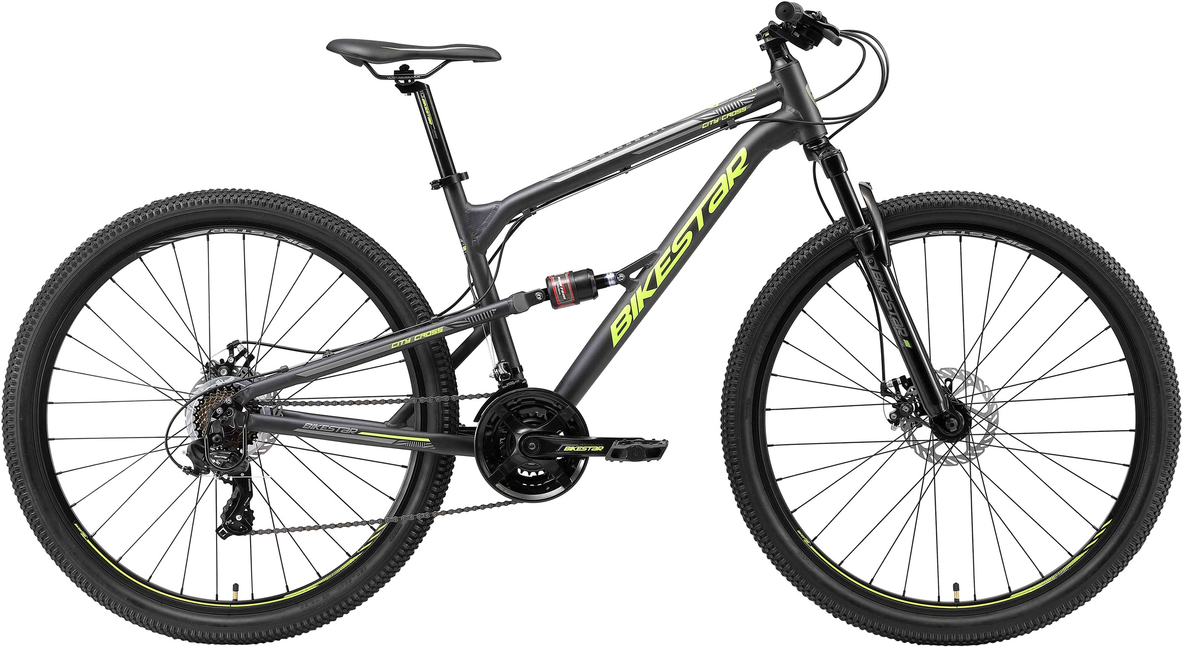 BIKESTAR Mountainbike 21 Gang Shimano RD-TY300 Schaltwerk Kettenschaltung für Damen und Herren, Kettenschaltung schwarz