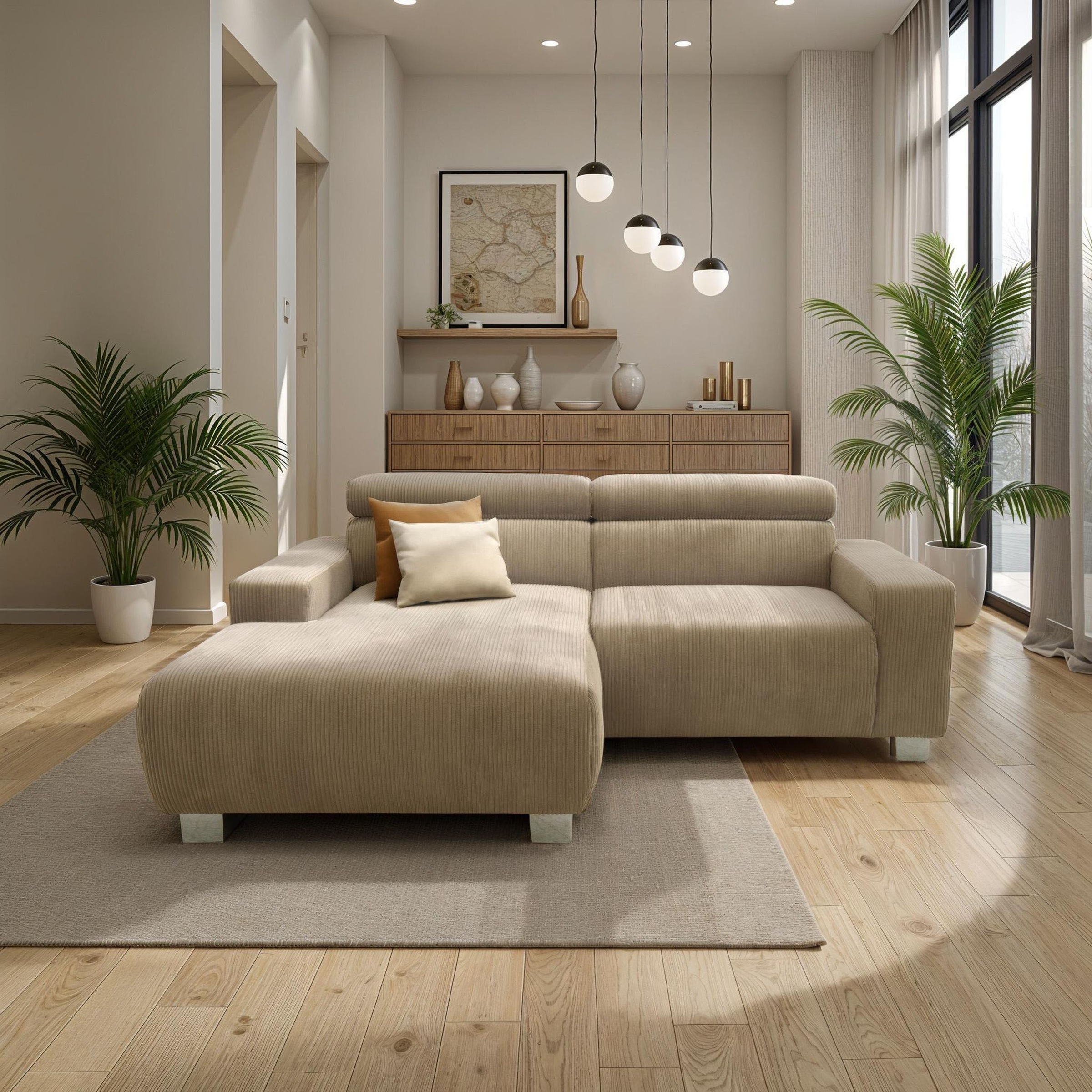 DOMO collection Ecksofa »100030 inkl. Kopfteilverstellung, guter Sitzkomfor günstig online kaufen