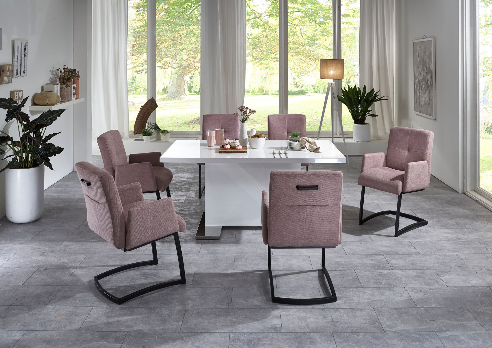 exxpo - sofa fashion Freischwinger »Affogato mit komfortablen Armlehnen«, Struktur, attraktiven Kreuznaht in der Rückenlehne
