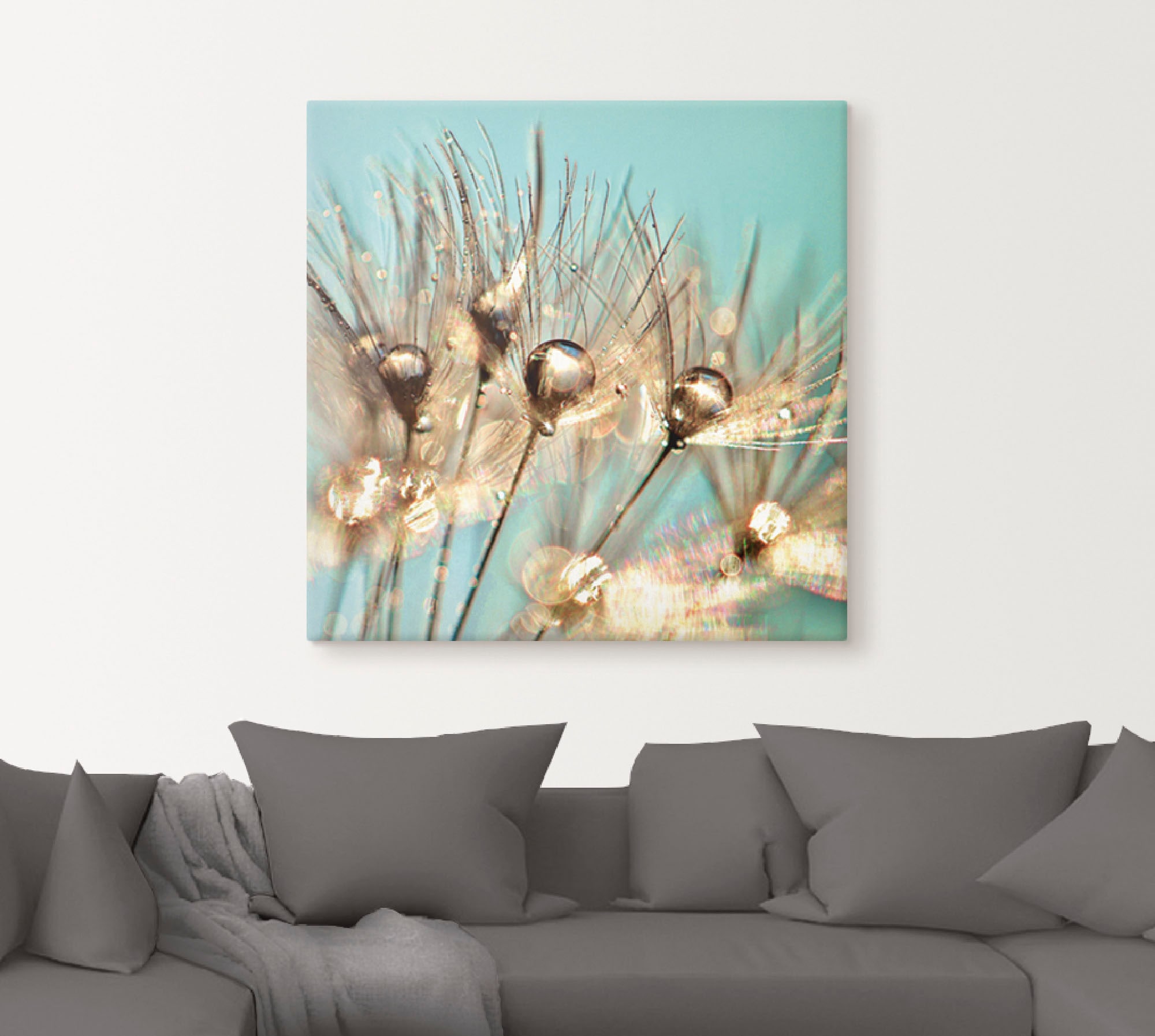 Artland Leinwandbild »Pusteblume Goldener Tau«, Blumen, (1 St.), auf Keilrahmen gespannt