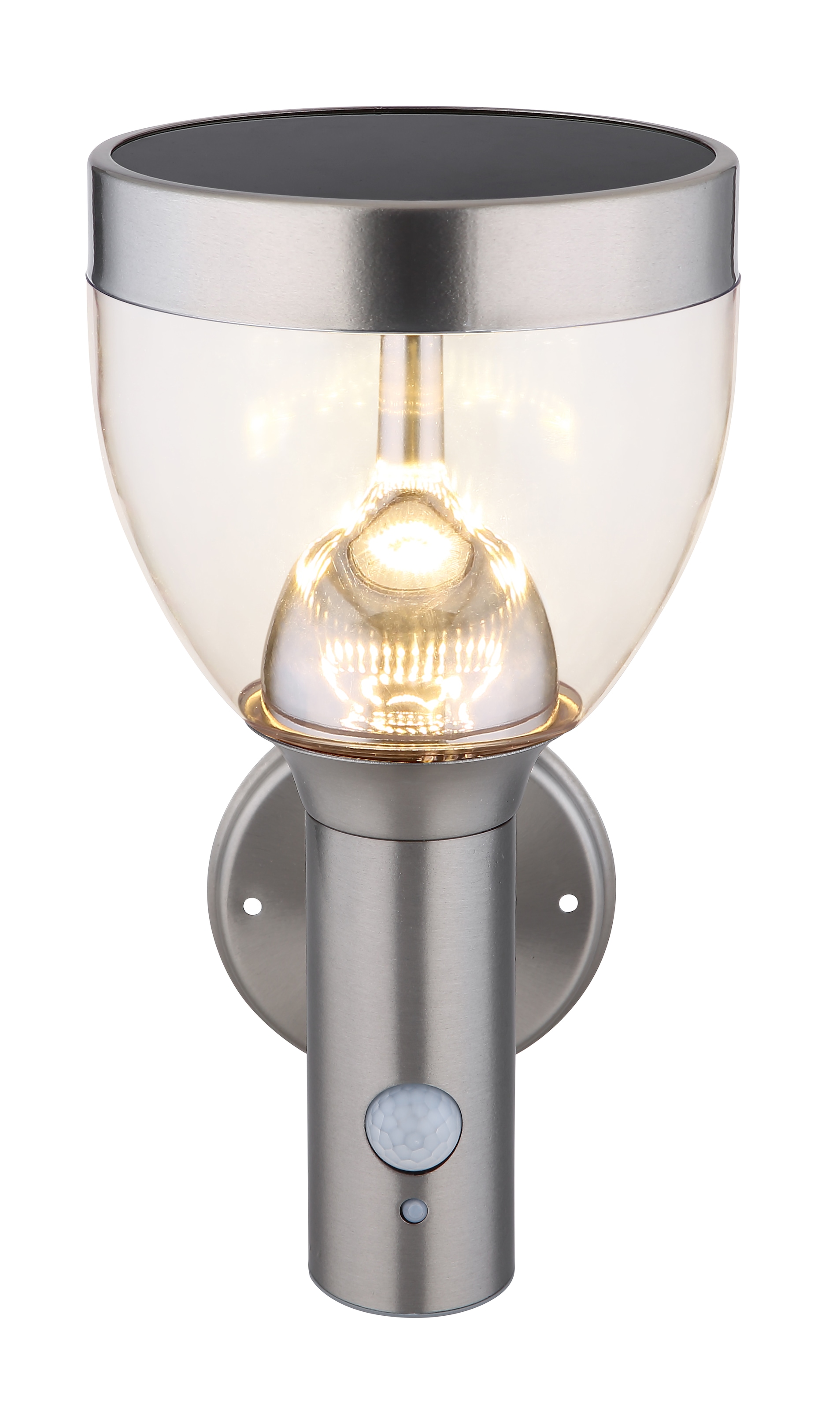 GLOBO LIGHTING LED Solarleuchte »SOLARLEUCHTE EDELSTAHL, 1XLED« LED-Modul 1 Stk. Warmweiß Kompakte Leuchte mit sensorgesteuerter Helligkeit