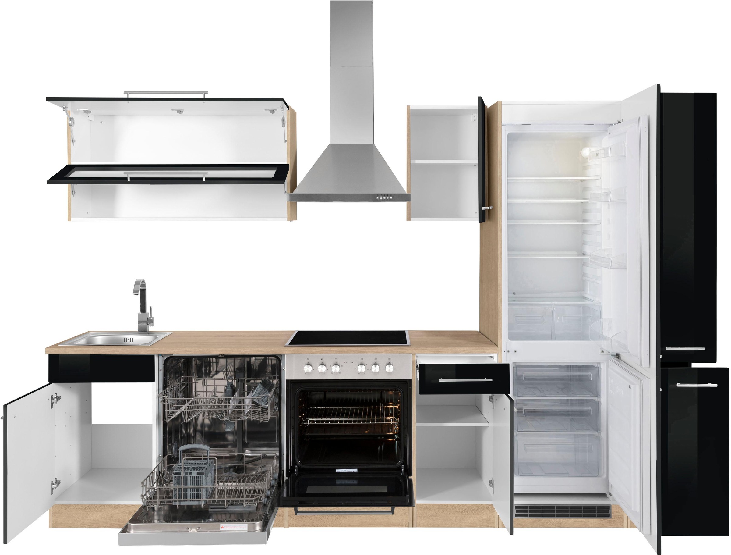 KOCHSTATION Küchenzeile »KS-Eton«, mit E-Geräten, Breite 300 cm