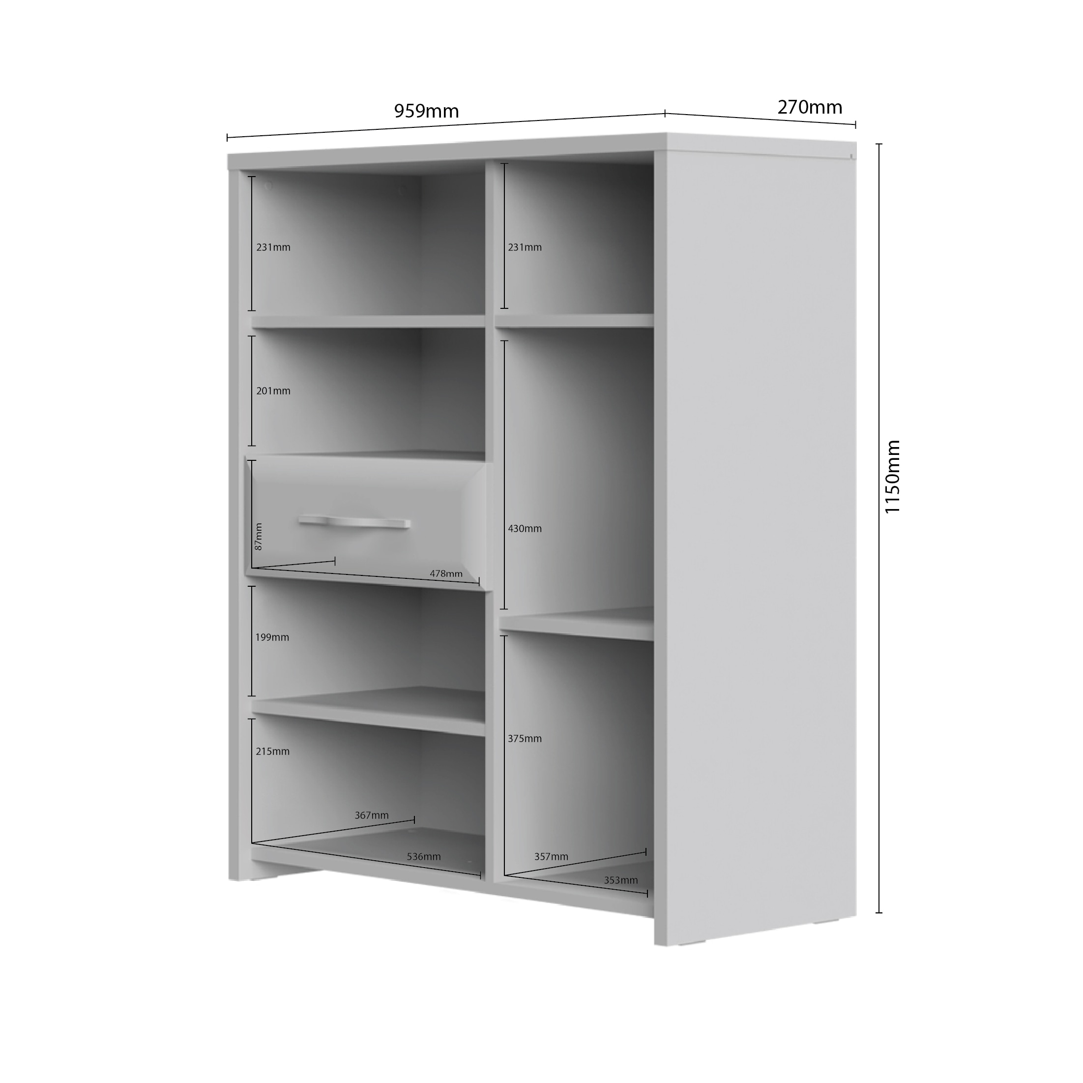 Home affaire Highboard »Gala«, Kommode, Höhe 115 cm, UV lackiert, kratzfest, hochglänzend