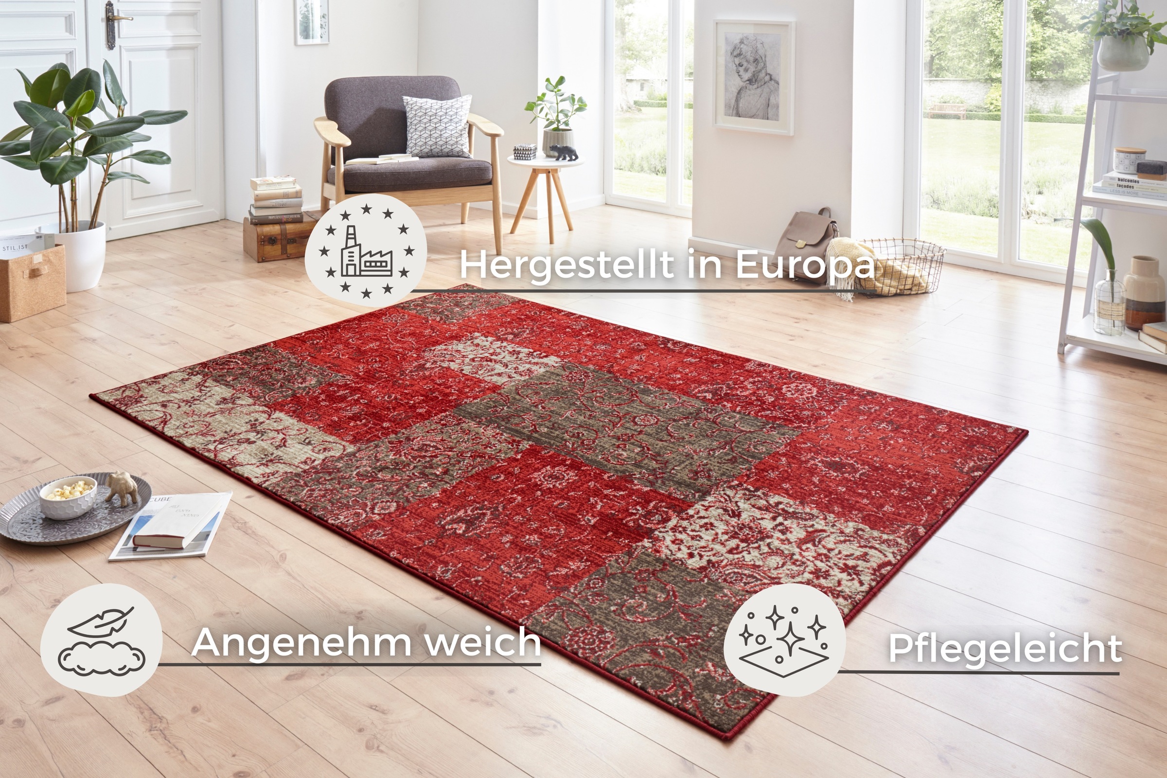 HANSE Home Teppich »Kirie«, rechteckig, 9 mm Höhe, Patchwork, Kurzflor, Tep günstig online kaufen