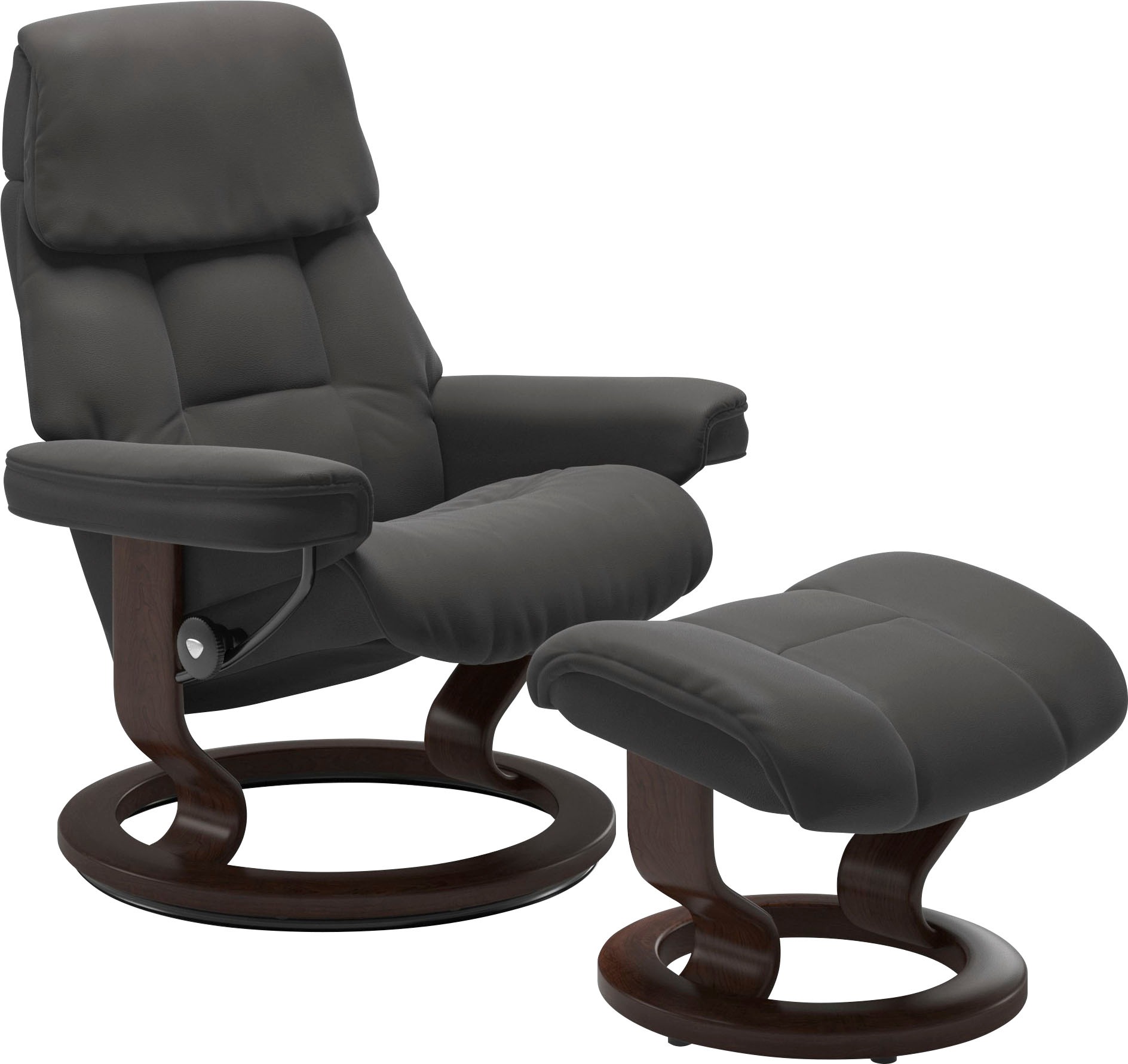 Stressless® Relaxsessel »Ruby«, (Set, Relaxsessel mit Hocker), mit Classic Base, Größe M, Gestell Eiche, Wenge, Braun & Schwarz