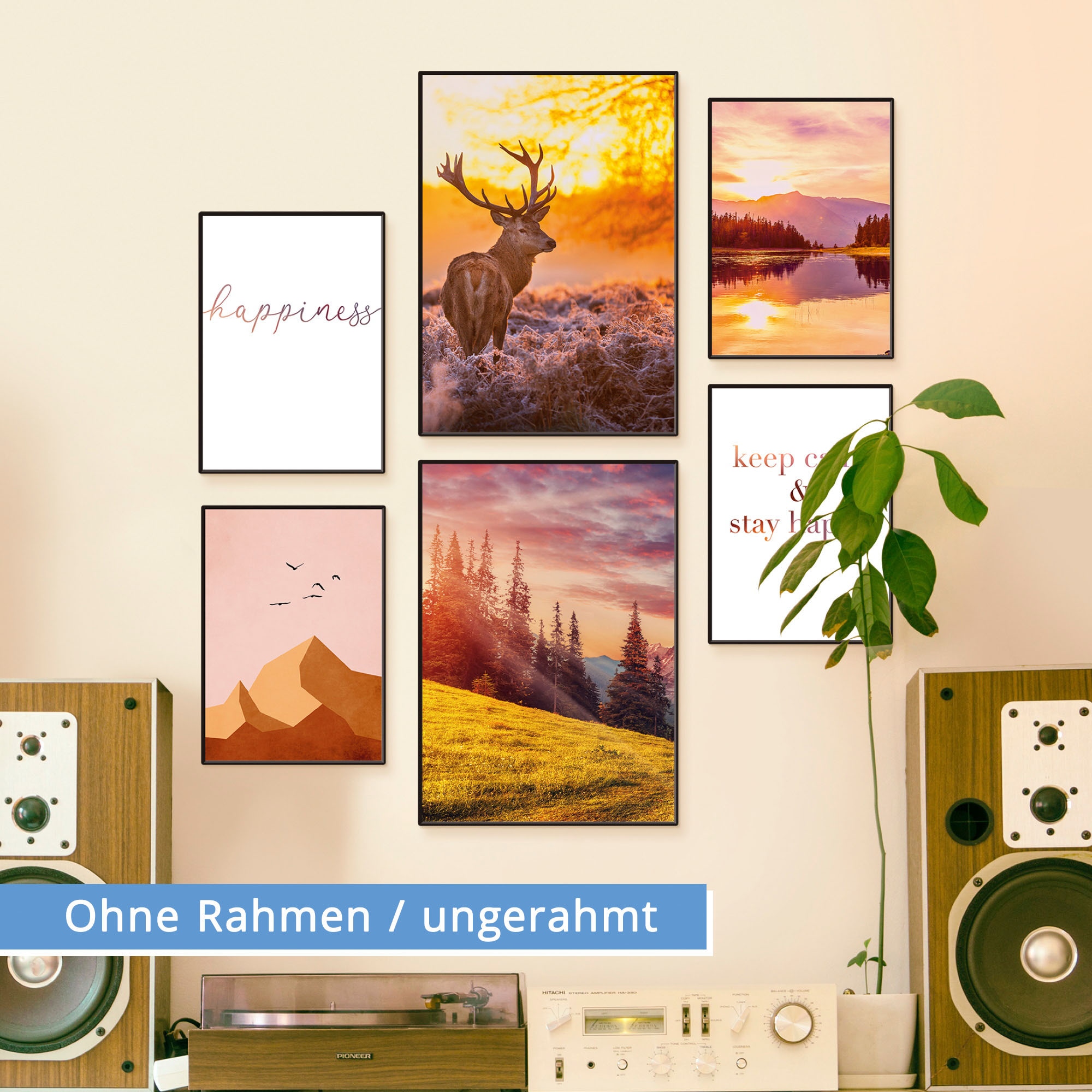 Artland Poster »Natur im Sonnenuntergang«, Berge & Alpenbilder, (Set, 6 St.), 6er Set, 2xDIN A3 / 4xDIN A4, ohne Rahmen