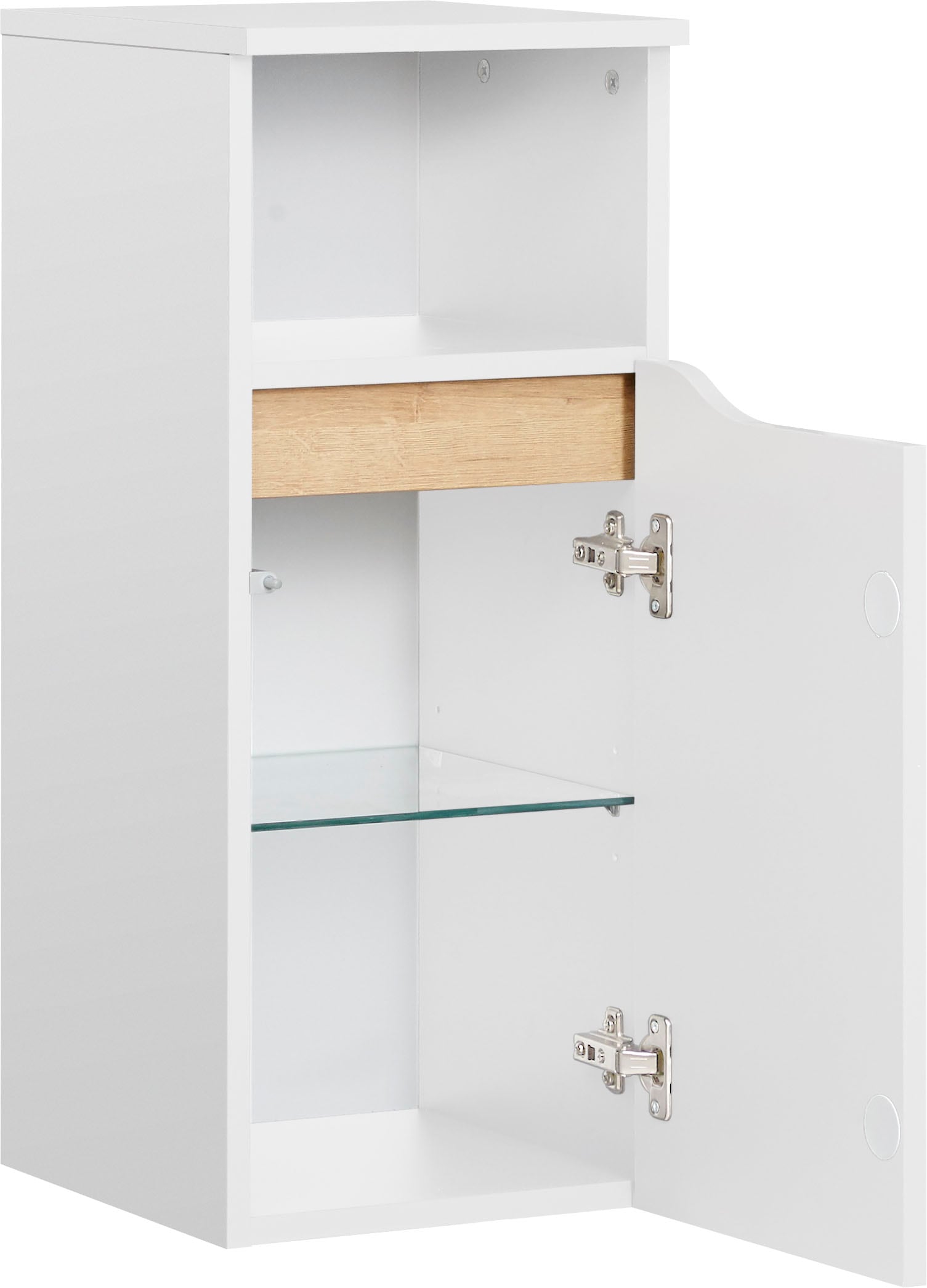 Saphir Badmöbel-Set »Quickset 4-teilig, Keramik-Waschtisch und LED-Spiegelschrank«, (5 St.), Unterschrank, Hängeschrank, inkl. Türdämpfer, 5 Türen, 2 Schubladen