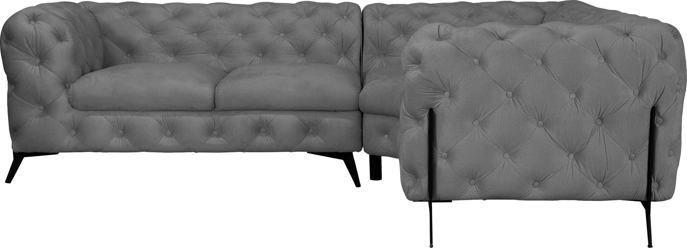 Leonique Chesterfield-Sofa »Amaury L-Form«, moderne Chersterfield-Optik, Breite 262 cm, Fußfarbe wählbar