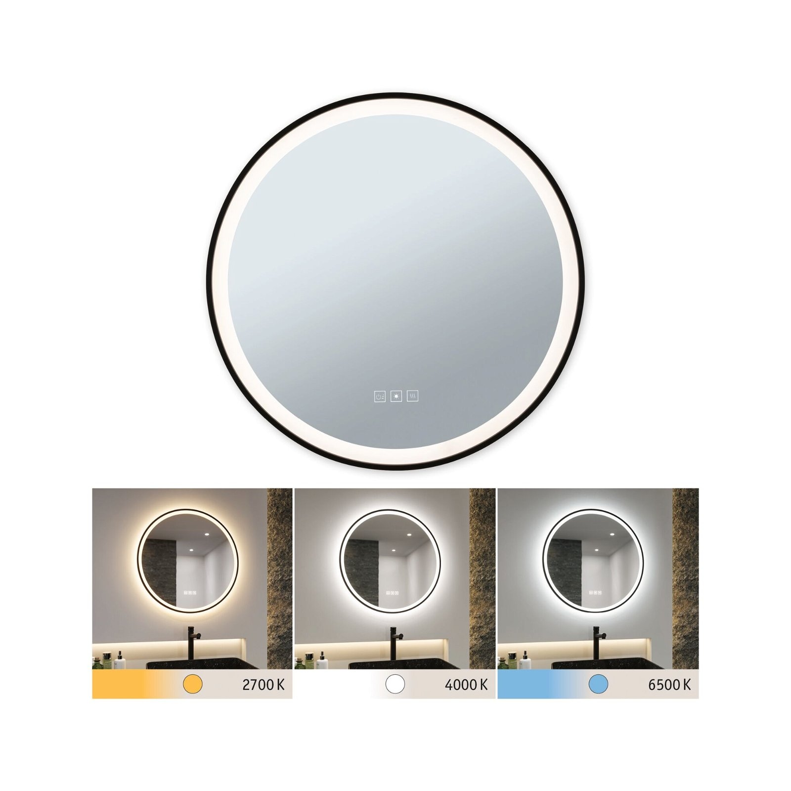 Paulmann LED Bad-Spiegelleuchte »Mirra«, Schuztart IP44, mit LED-Leuchtmodul, dimmbar, Touch-Funktion, Ø 59,0 cm