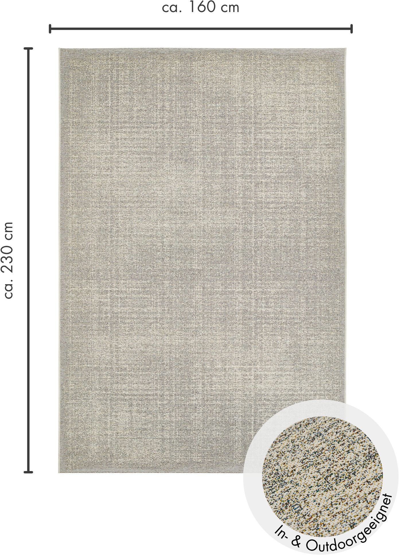 LUXOR living Teppich »Patio, Made in Belgium«, rechteckig, 3 mm Höhe, Kurzflor, meliert, In- und Outdoor geeignet, für Balkon & Terrasse