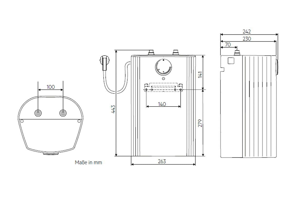 AEG Haustechnik Übertischspeicher »Hoz 5 Comfort«, Übertischboiler 5 Liter, Niederdruck, 2 kw, steckerfertig