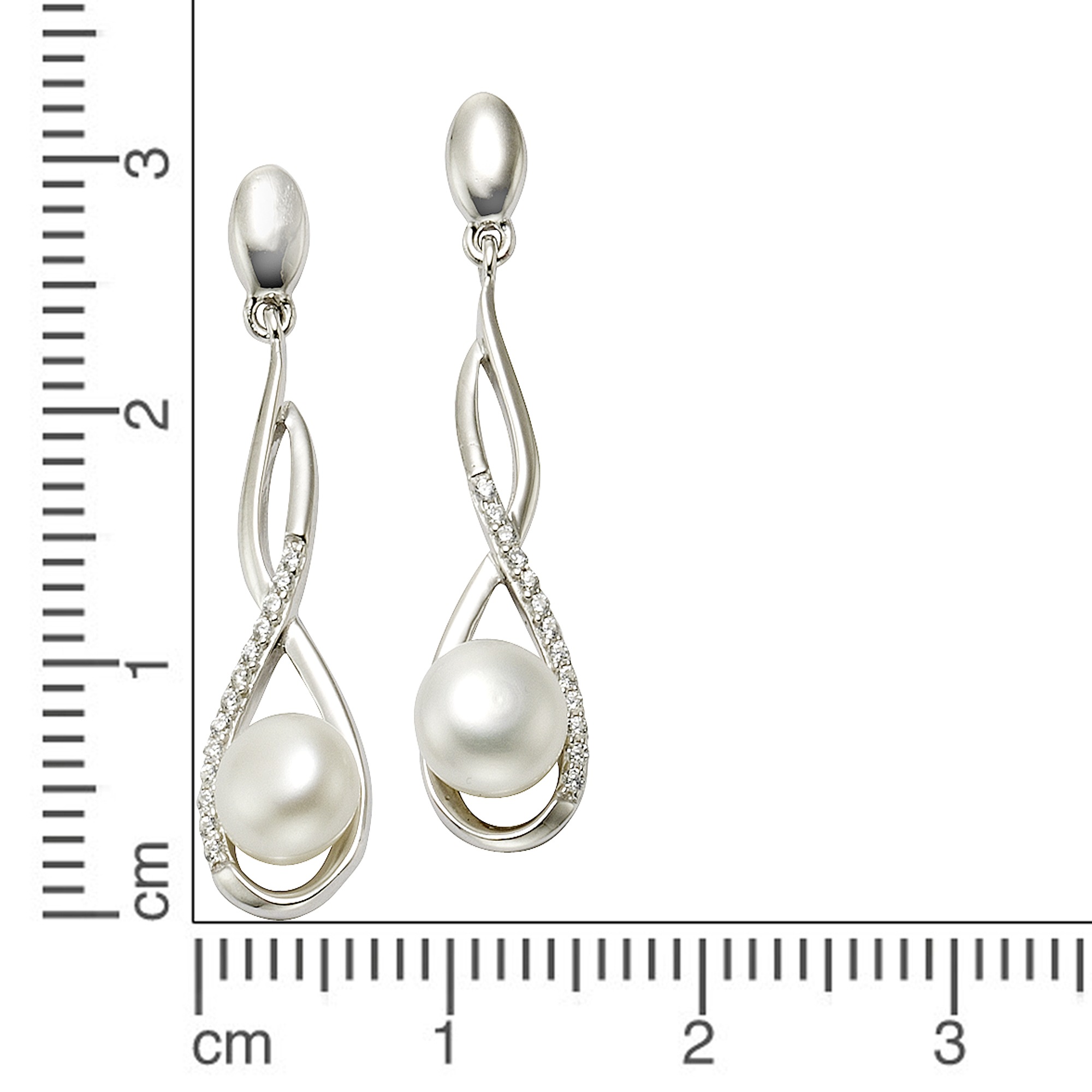 Zeeme Paar Ohrhänger »Silber 925 rhodiniert mit weißen Perlen 7mm und Zirkonia-Steinen«
