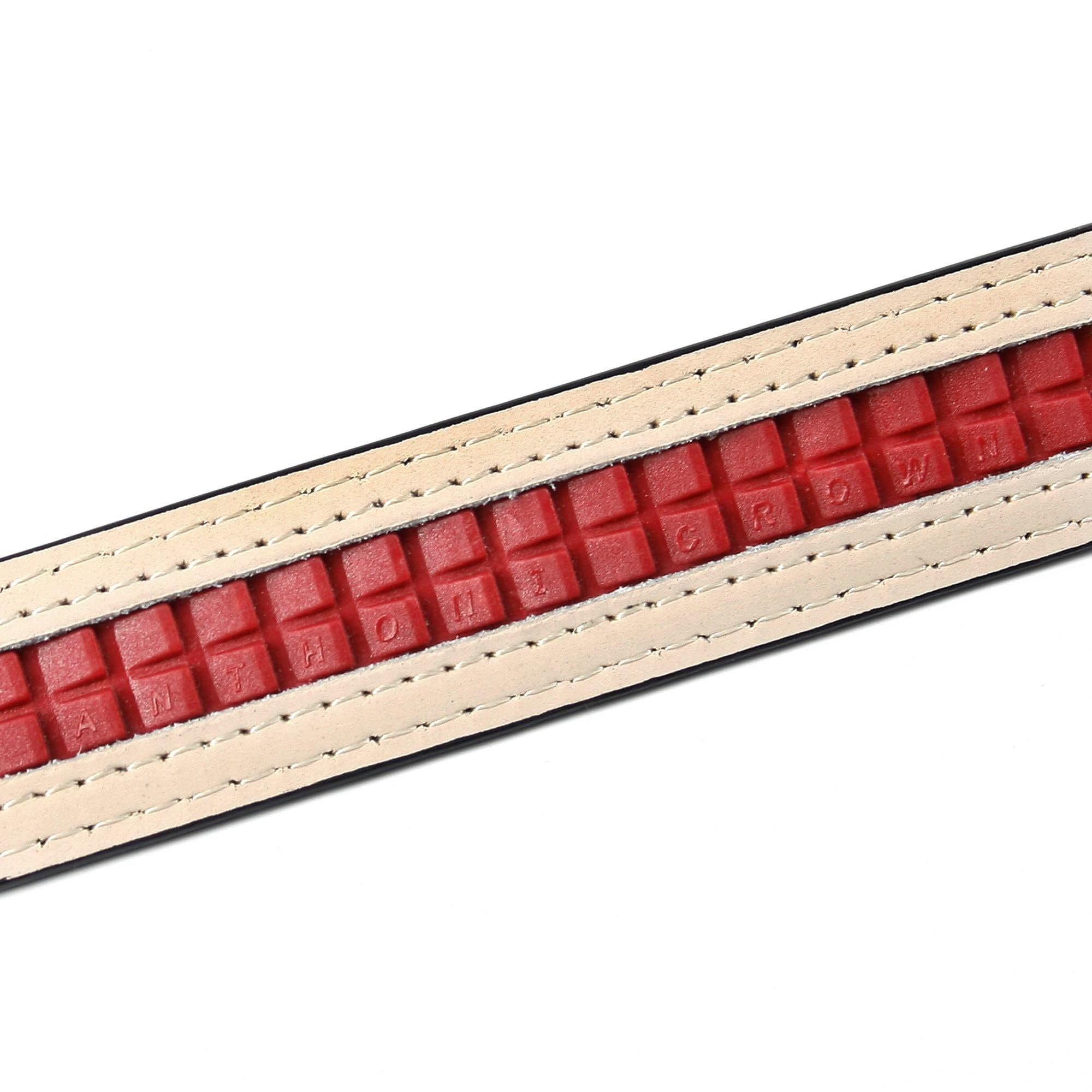 Anthoni Crown Ledergürtel, Schmaler Lackledergürtel, kleine Blätter