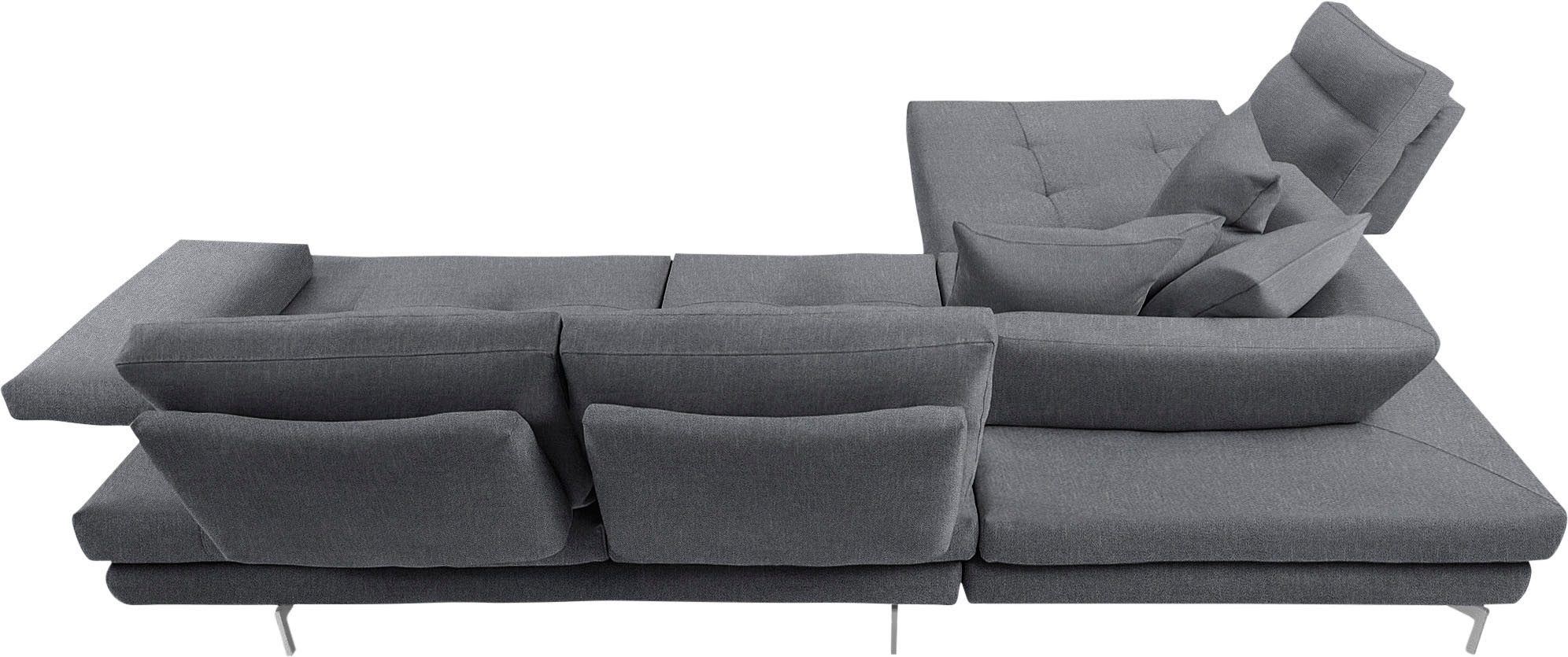 CALIA ITALIA Ecksofa »Toby Wing, L-Form, Designsofa mit sensationellem Sitzkomfort« Sitztiefenverstell.,wahlw. mit Kissen-Set, Füße chrom glänzend