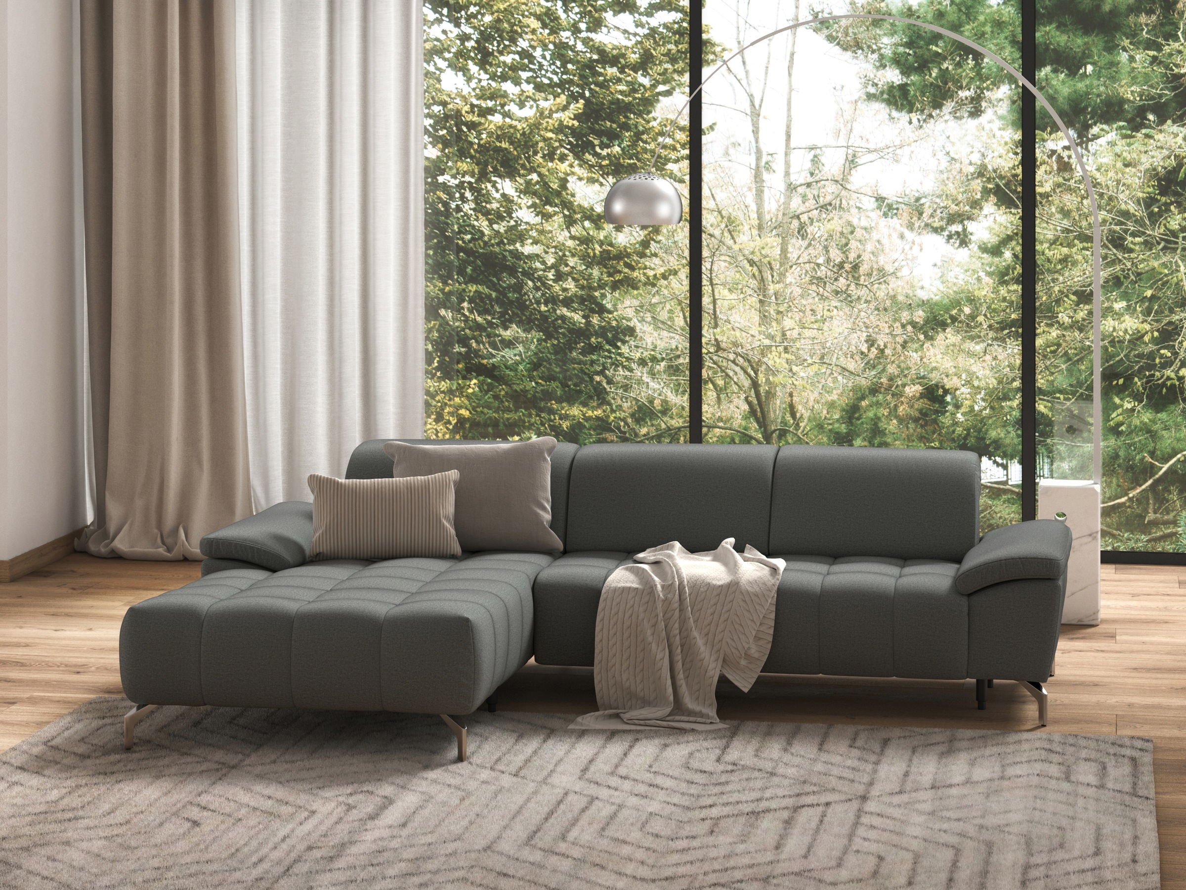 sit&more Ecksofa »Cool L-Form«, wahlweise mit Kopfteilverstellung und Vorziehsitz, motorisch