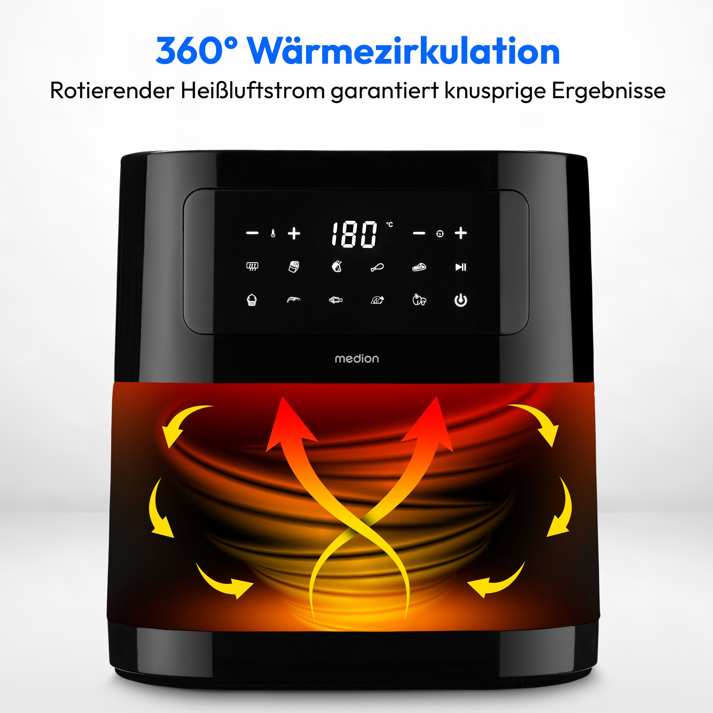 Medion® Heißluftfritteuse »MD11740  E40 XL, Nutzinhalt 5,2 L; Korb in Korb«, 2000 W, digitales Bedienfeld, 9 Automatikprogramme