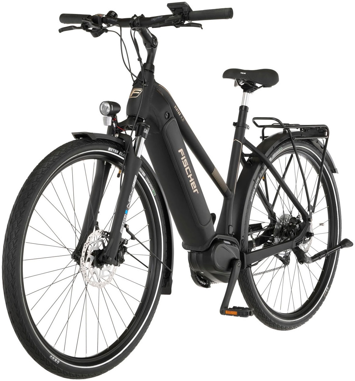 FISCHER Fahrrad E-Bike »VIATOR 4.2i«, 9 Gang, Shimano, Acera, Mittelmotor 250 W, (mit Faltschloss), Pedelec, Elektrofahrrad für Damen u. Herren