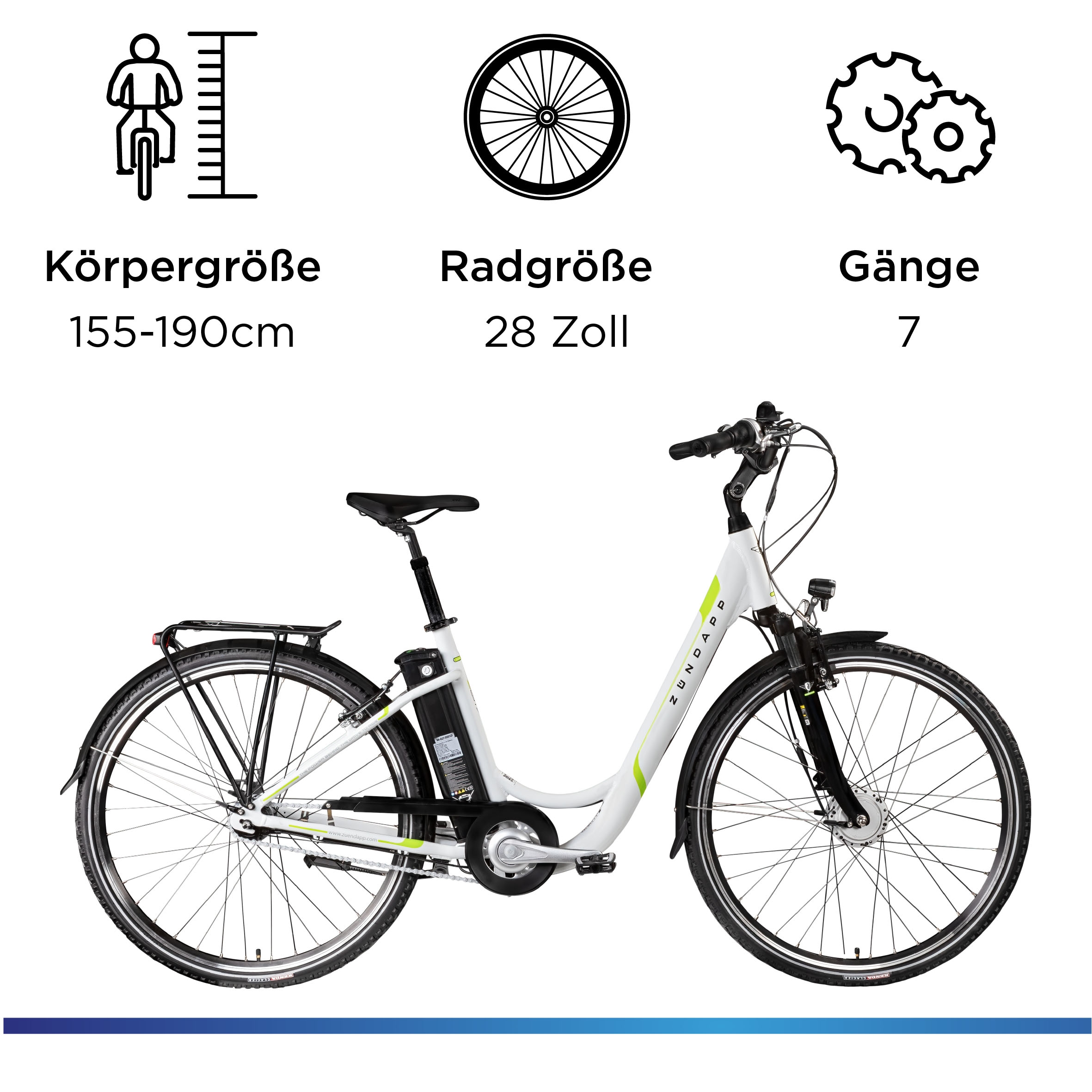 Zündapp »Z517« 7 Gang Shimano Nabenschaltung Frontmotor 250 W mit großem Frontkorb,  Pedelec, Elektrofahrrad für Damen u. Herren