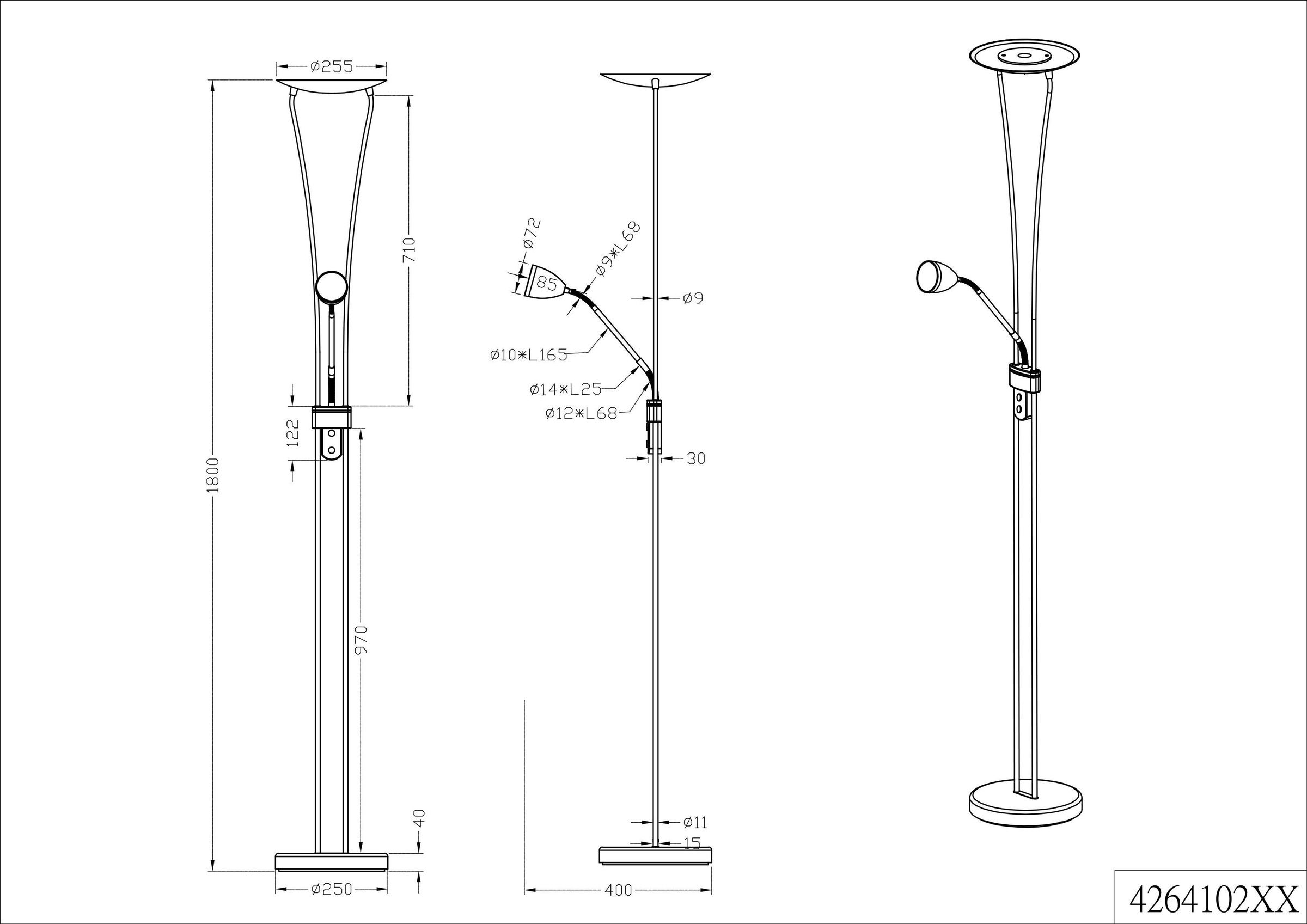 TRIO Leuchten LED Deckenfluter, 2 flammig-flammig