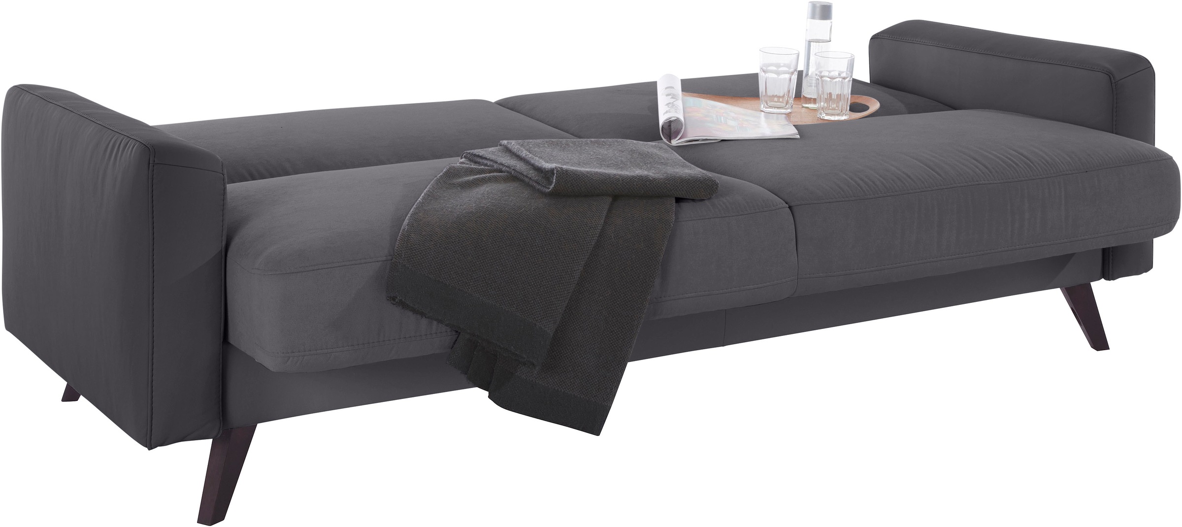 exxpo - sofa fashion 3-Sitzer »Samso, elegant und bequem, toller Sitzkomfort, Schlafsofa«, Kippcouch, inklusive Bettfunktion und Bettkasten, Komfortsitzhöhe 49cm