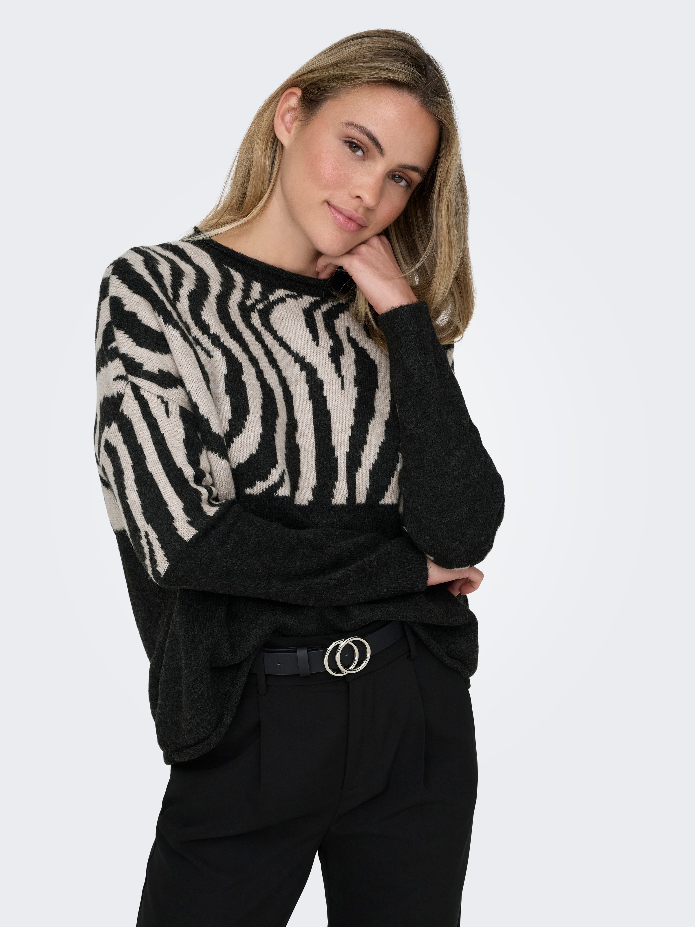 ONLY Rundhalspullover »ONLJADE ZEBRA LS O-NECK CC KNT«
