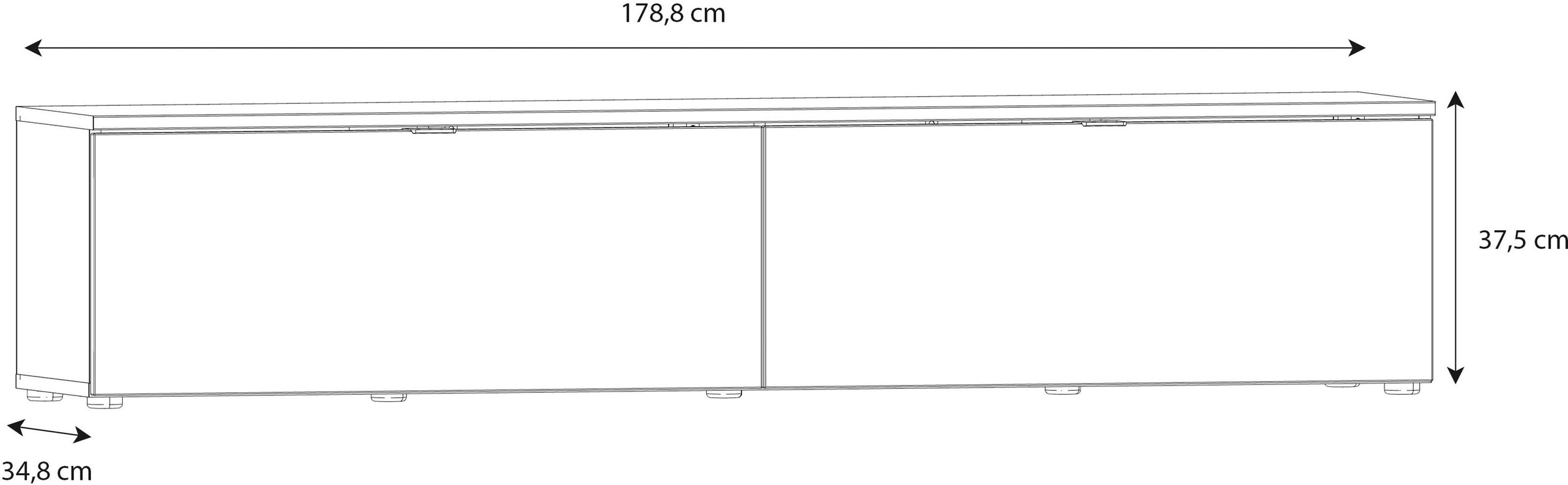 FORTE Lowboard »LibertadTV-Board, TV-Schrank«, großes TV Board, erweiterbar, Wandmontage, Metallgriff