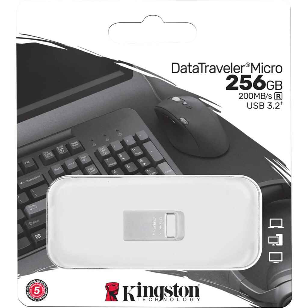 Kingston USB-Stick »DATATRAVELER® MICRO 256GB«, (USB 3.2 Lesegeschwindigkeit 200 MB/s)
