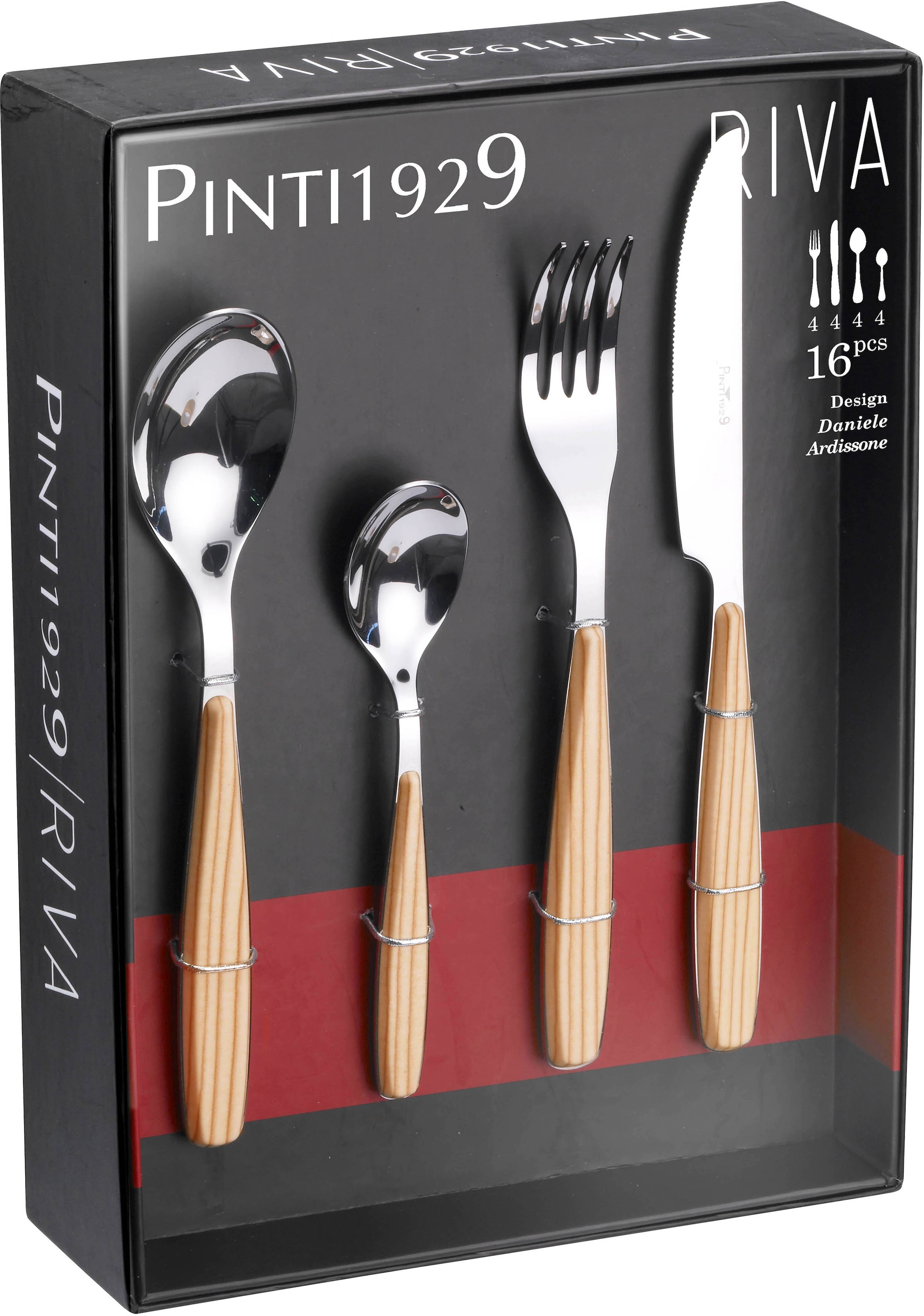 PINTINOX Besteck-Set »Riva«, (Set, 16 tlg.), mit Kunststoffgriff in Holz-Op günstig online kaufen