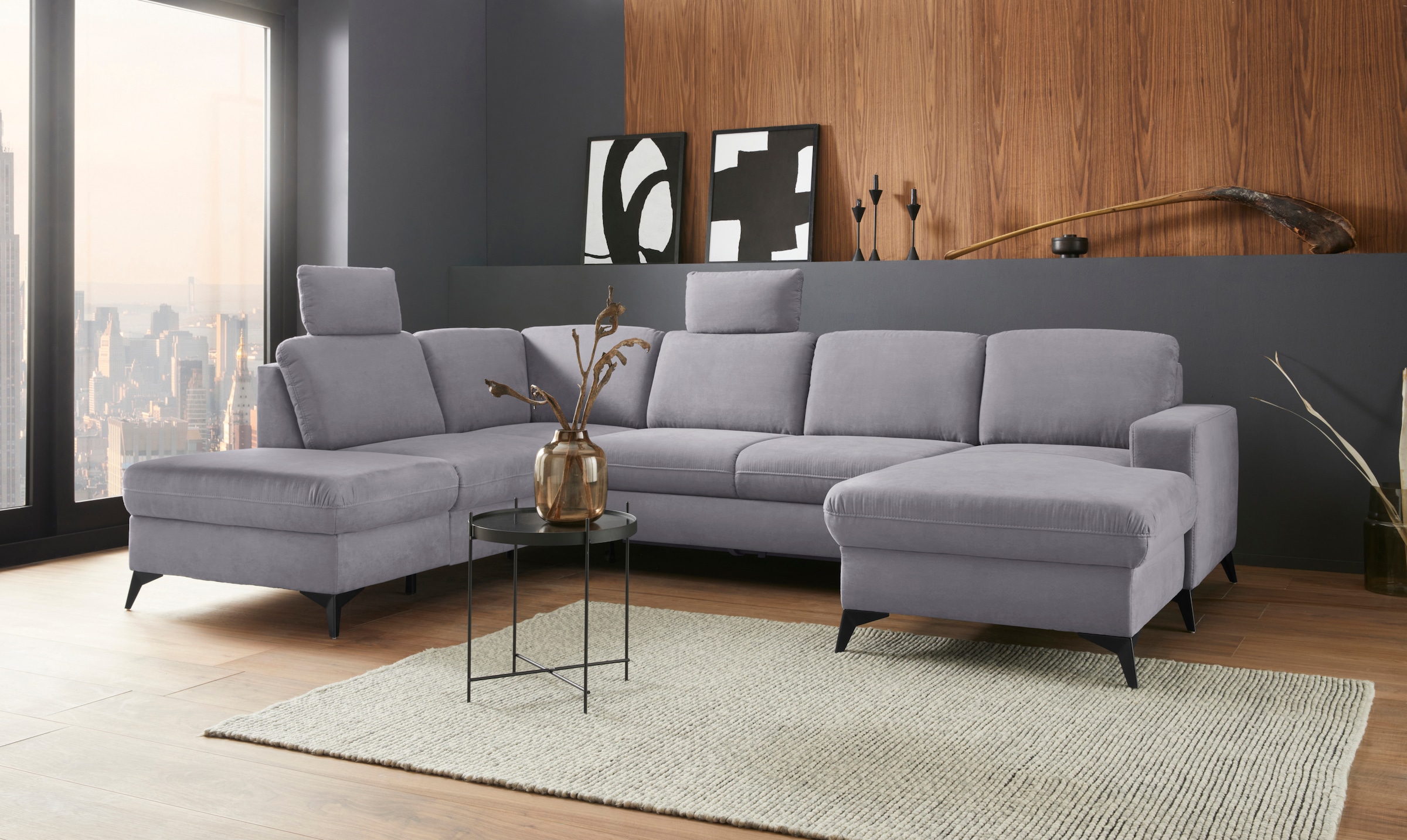 PLACES OF STYLE Wohnlandschaft "Lolland U-Form" Wahlweise mit Bettfunktion günstig online kaufen