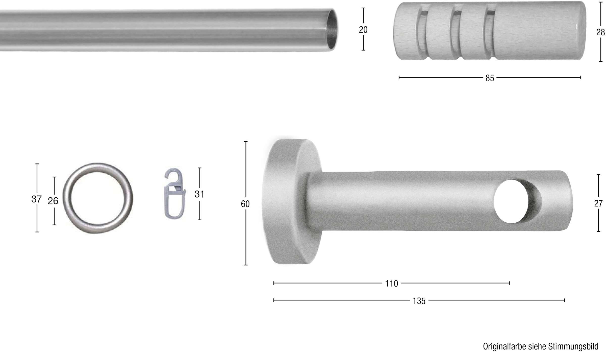 mit Ringe läufig-läufig, 1 bestellen Gardinenstange Vorhanggarnitur, »PEMPIA«, schnell und bequem GARESA verlängerbar, Knopf m.Ausschnitte, Wunschmaßlänge,