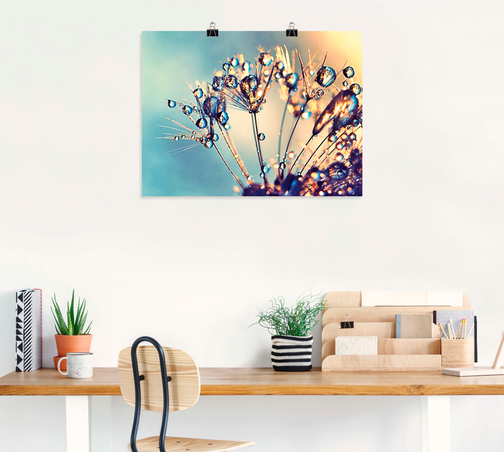 Artland Wandbild »Pusteblume Glitzertau«, Blumen, (1 St.), als Leinwandbild günstig online kaufen