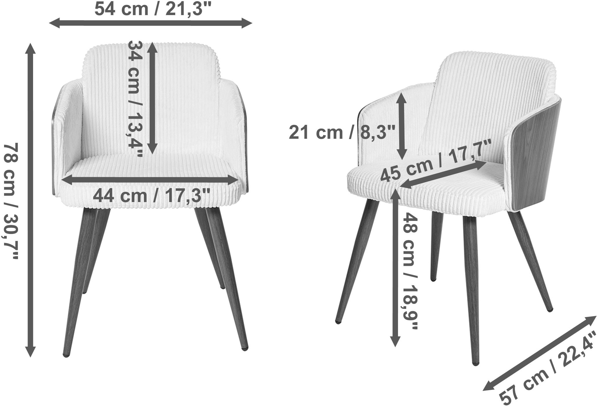 Jahnke Schalenstuhl »CHIC SIT DUO« () edles Design,Massivholz-Rückenteil,Armlehnen,Metallgestell in Holzlook