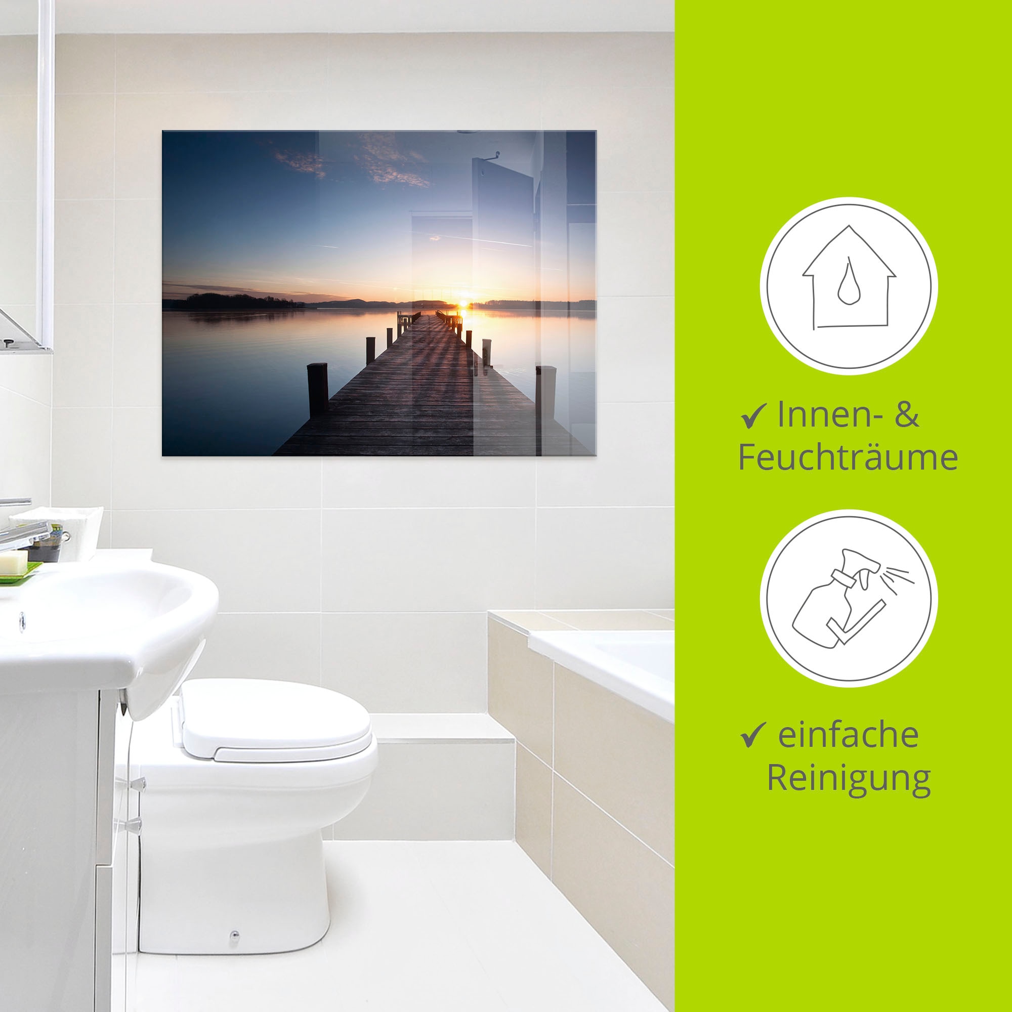 Artland Glasbild »Sonnenstrahlen - Sonnenuntergang« Gewässer 1 Stk. tlg. in verschiedenen Größen