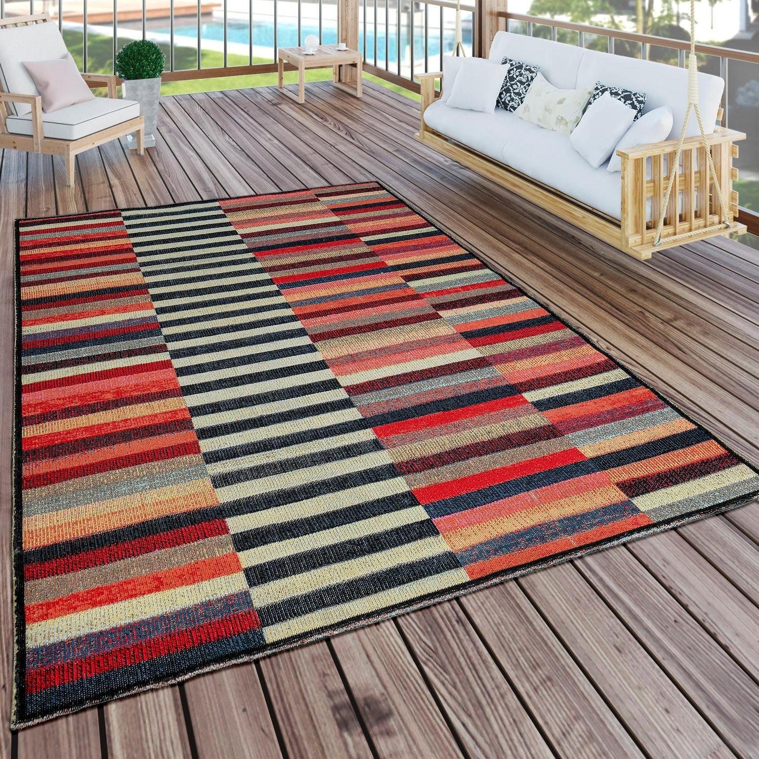 Paco Home Outdoor Teppich Design, und bestellen bequem schnell gestreiftes 408«, Kurzflor, »Artigo modernes und rechteckig, geeignet In