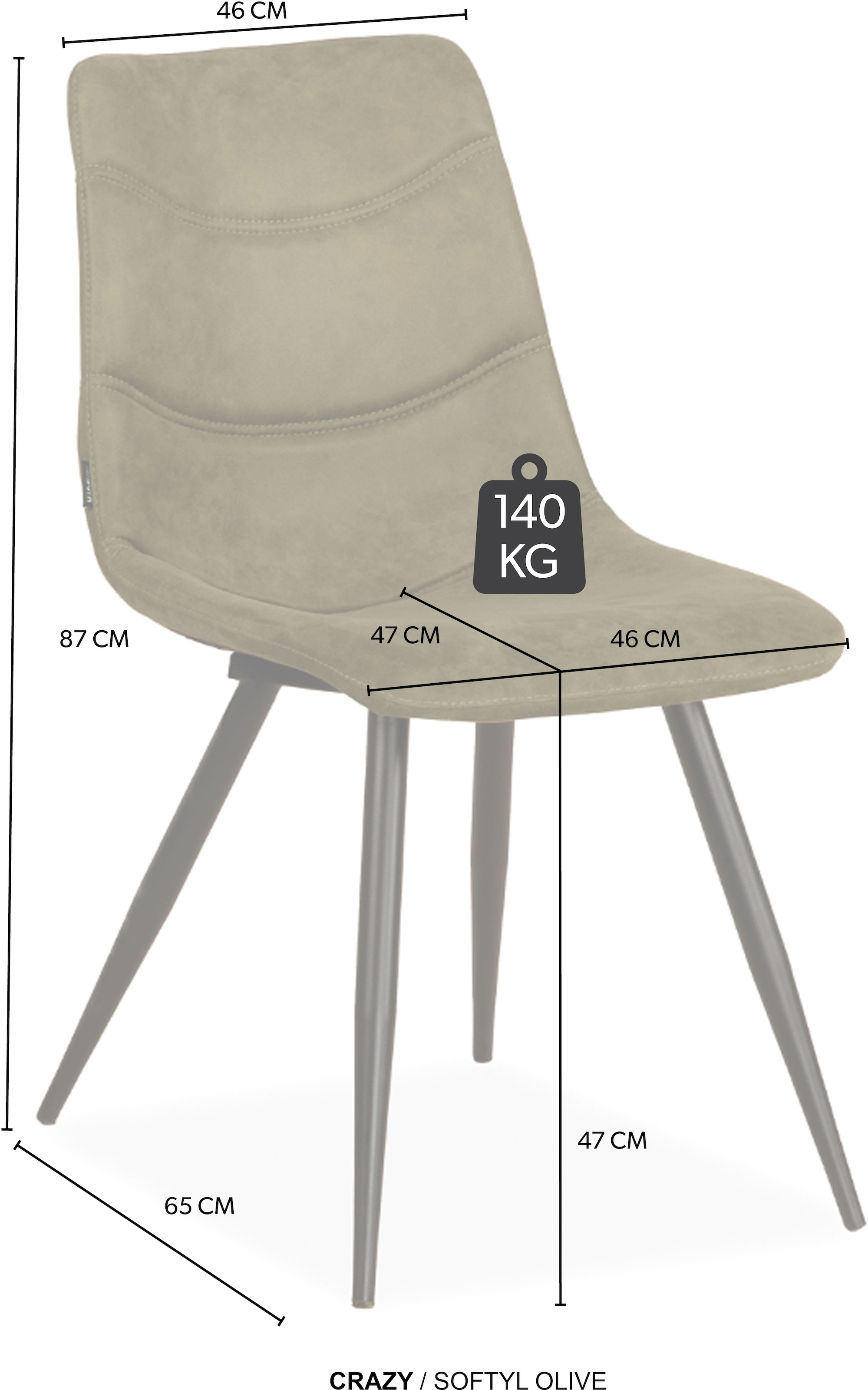 OMG Design Esszimmerstuhl »Crazy« (Set) 2 Stk.Esszimmerstuhl, pflegeleichter Bezug, mit Handgriff