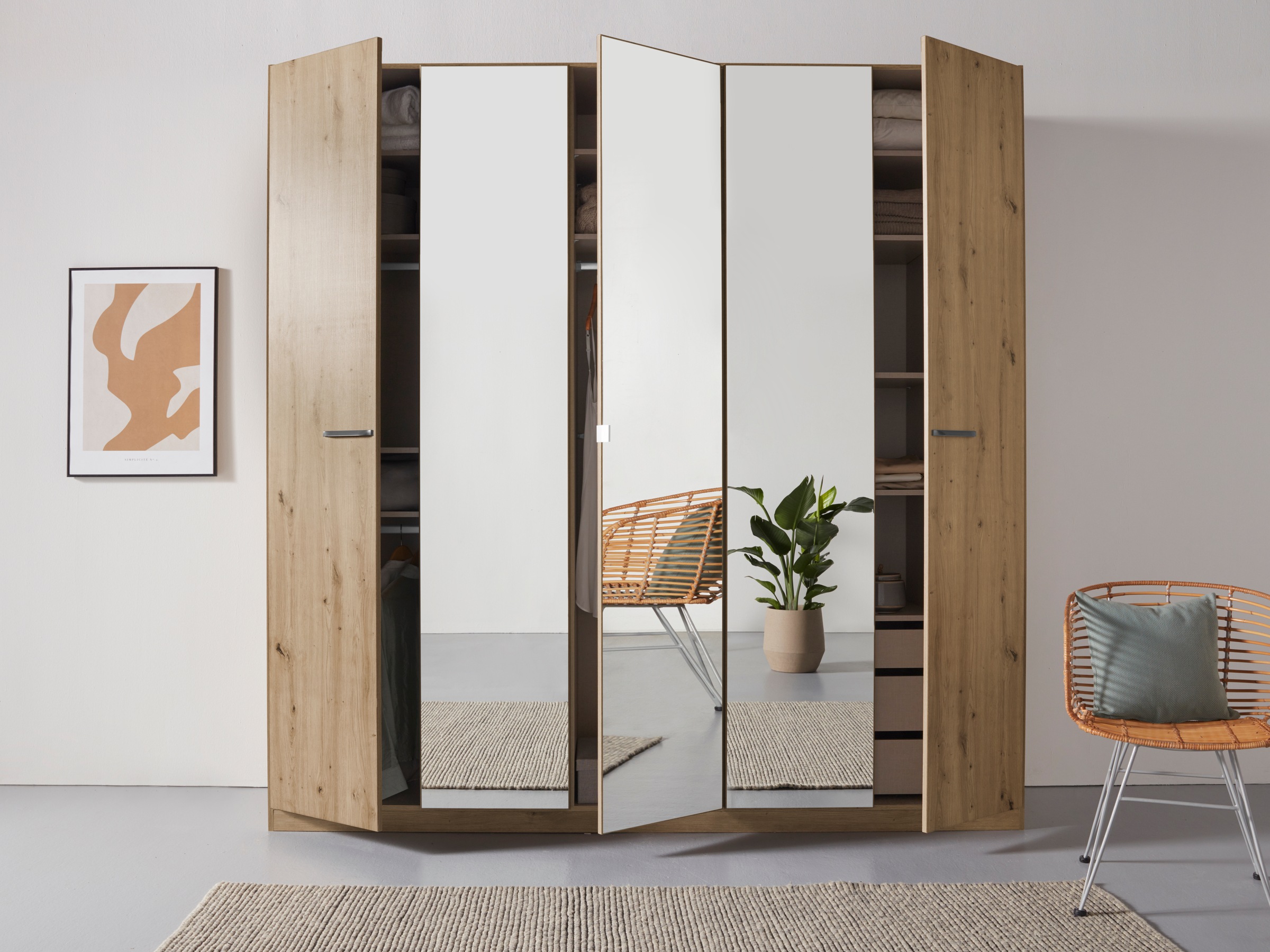 rauch Drehtürenschrank »Kleiderschrank Schrank Garderobe TOPSELLER OTELI inkl. Inneneinteilung«, mit 3 Innenschubladen extra Böden optional mit Spiegel MADE IN GERMANY