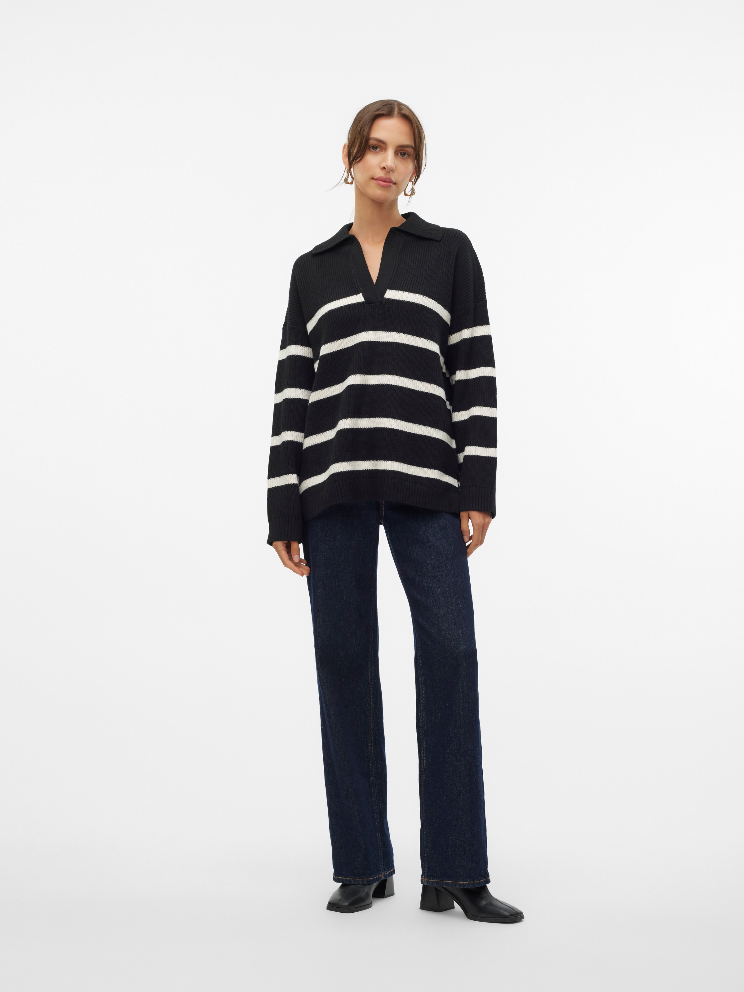 Vero Moda V-Ausschnitt-Pullover »VMLUNA LS V-NECK LONG PULLOVER GA BOO«