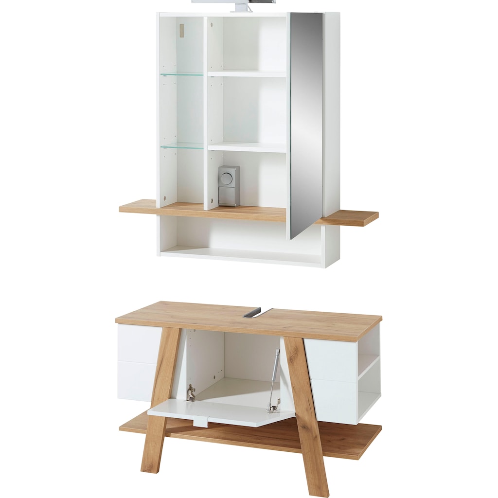 GERMANIA Badmöbel-Set »GW-Avellino«, 2-teilig, bestehend aus einem Spiegelschrank und einem Waschbeckenunterschrank