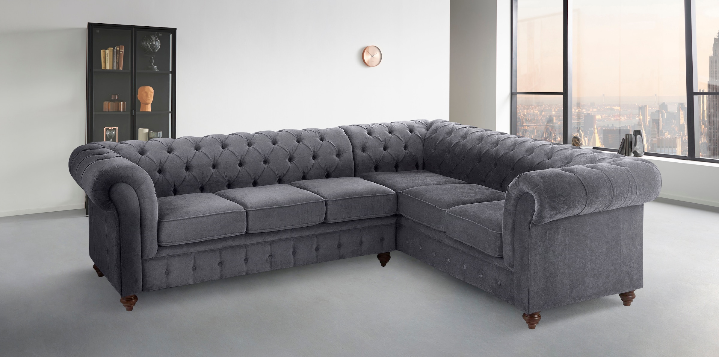 Home affaire Chesterfield-Sofa »Chesterfield Ecksofa, auch in Leder L-Form«, hochwertige Knopfheftung, langer Schenkel links oder rechts wählbar