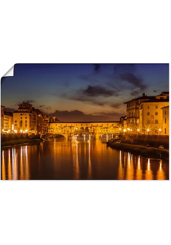 Artland Wandbild »FLORENZ Ponte Vecchio am Abend«, Florenz, (1 St.), in vielen Größen... kaufen