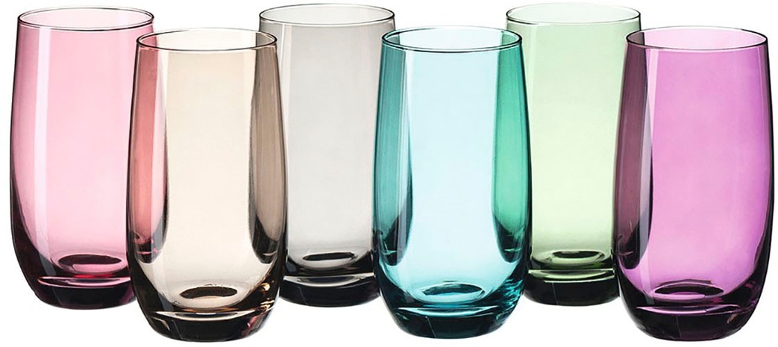 Longdrinkglas »SORA«, (Set, 6 tlg.), 390 ml, farbig sortiert, 6-teilig