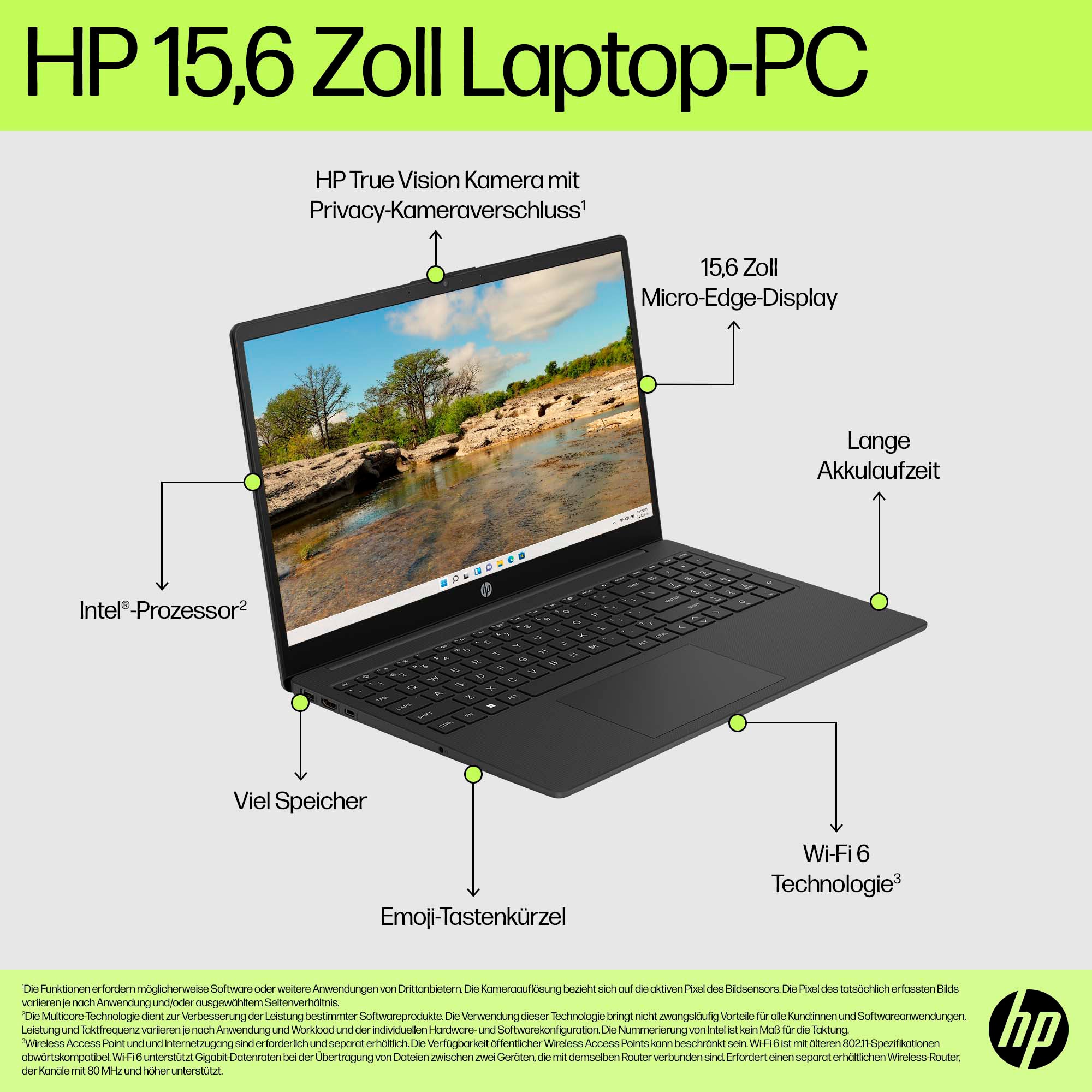 HP Notebook »15-fc0262ng« 39,6 cm / 15,6 ″ AMD Ryzen 5 Radeon Graphics;USB 3.2 Gen 1.0 Type-C Anschluss;HDMI v1.4b;Kombi-Anschluss für Kopfhörer/Mikrofon;AC Smart Pin Netzadapterbuchse 1.000 GB SSD