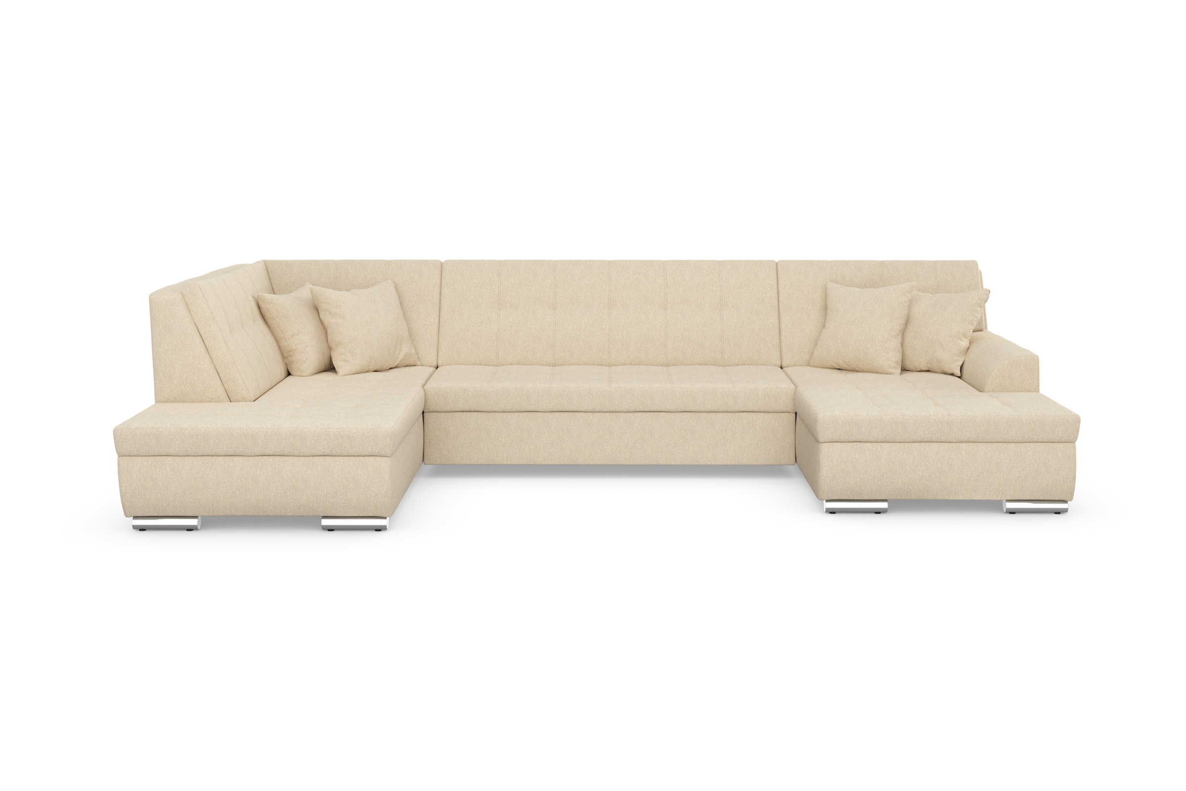 DOMO collection Wohnlandschaft »Treviso incl. Zierkissen, moderne Steppung, XXL: B/T/H: 364/201/83 cm«, wahlweise mit Bettfunktion, in vielen Bezugsarten auch in Cord U-Form