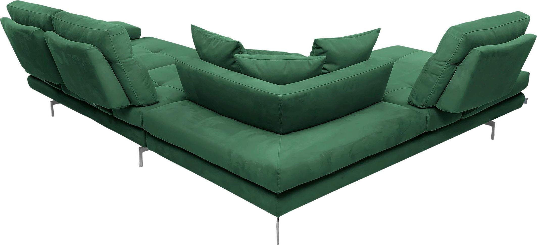CALIA ITALIA Ecksofa »Toby Wing, L-Form, Designsofa mit sensationellem Sitzkomfort«, Sitztiefenverstell.,wahlw. mit Kissen-Set, Füße chrom glänzend